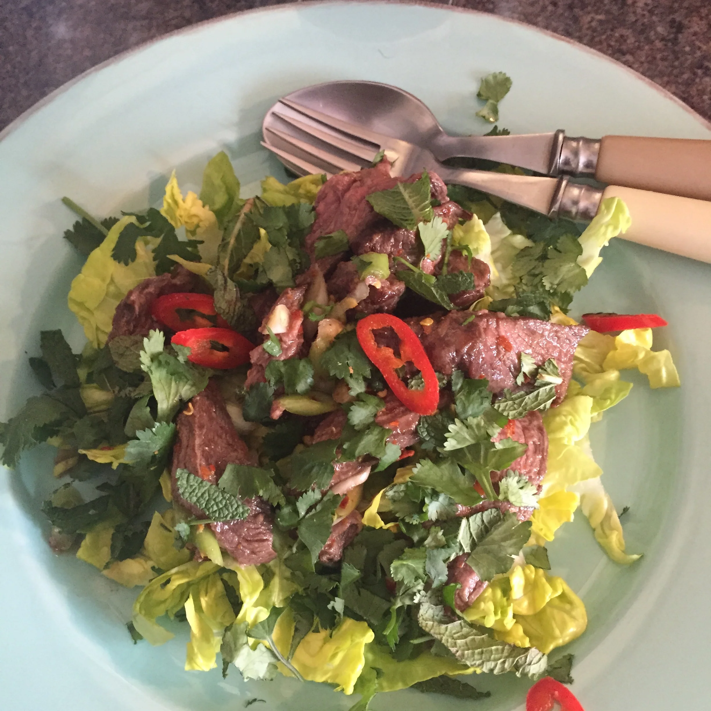 Spicy steak salad / yum neua