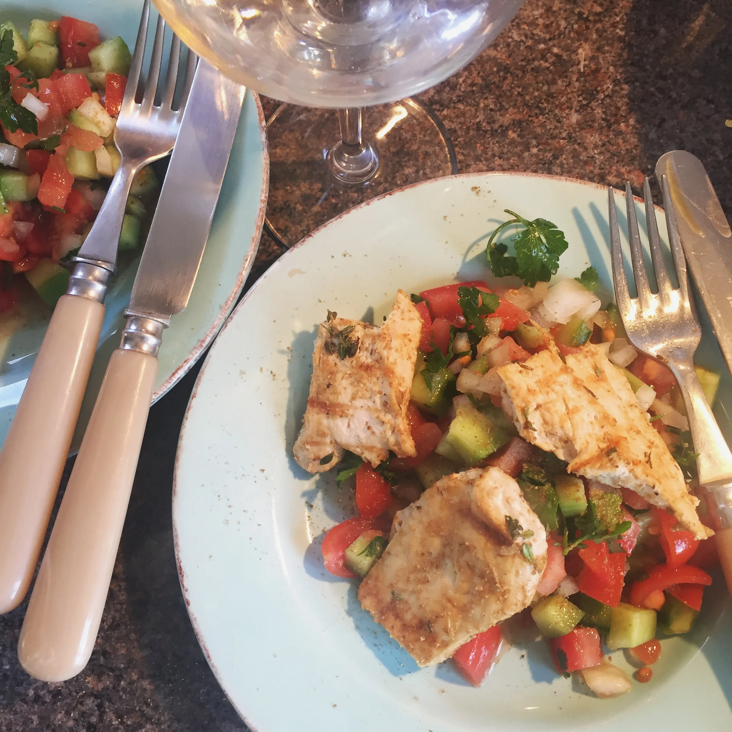 Moroccan salad (with griddled chicken)