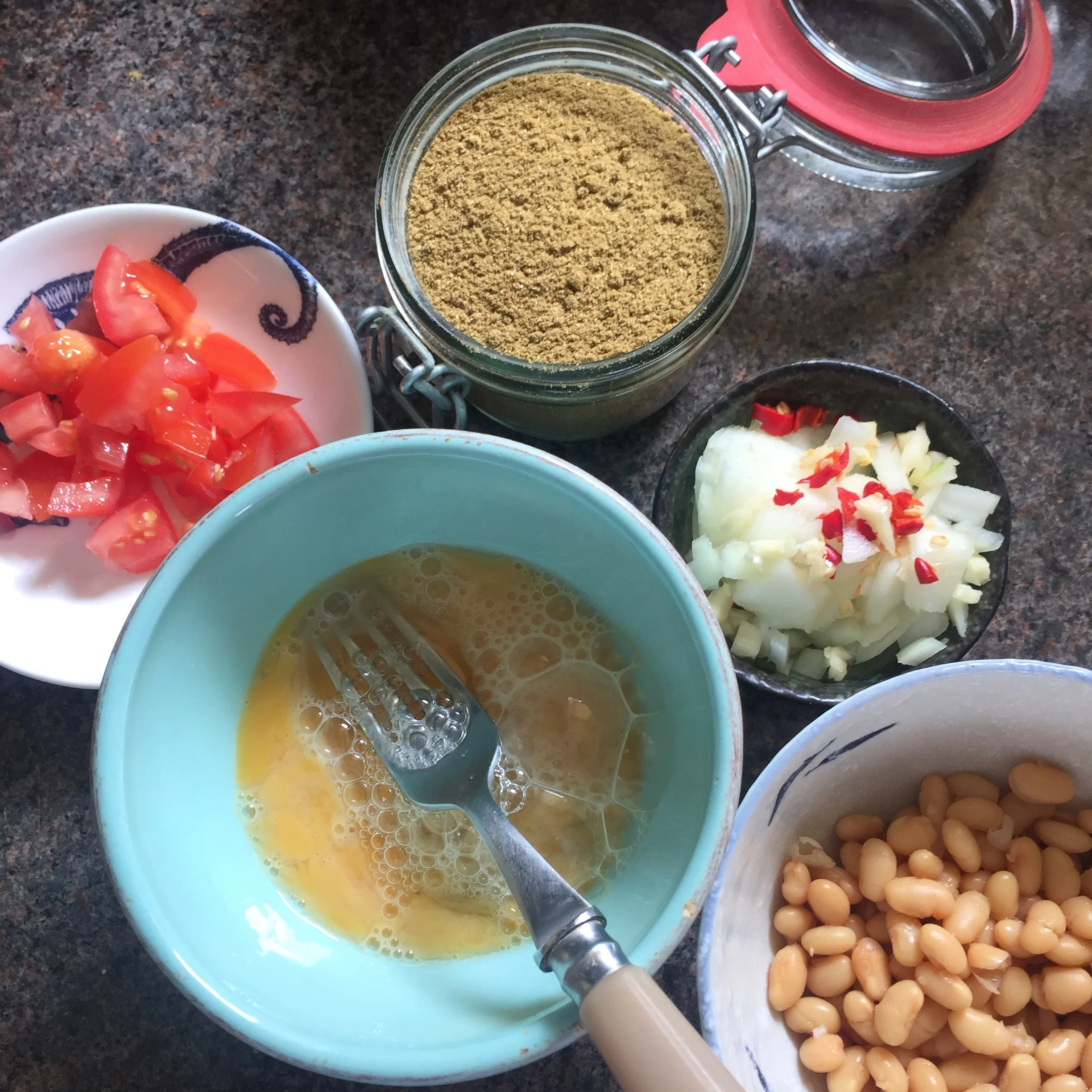 Totally yummy (despite the not very appealing name) egg + bean curry