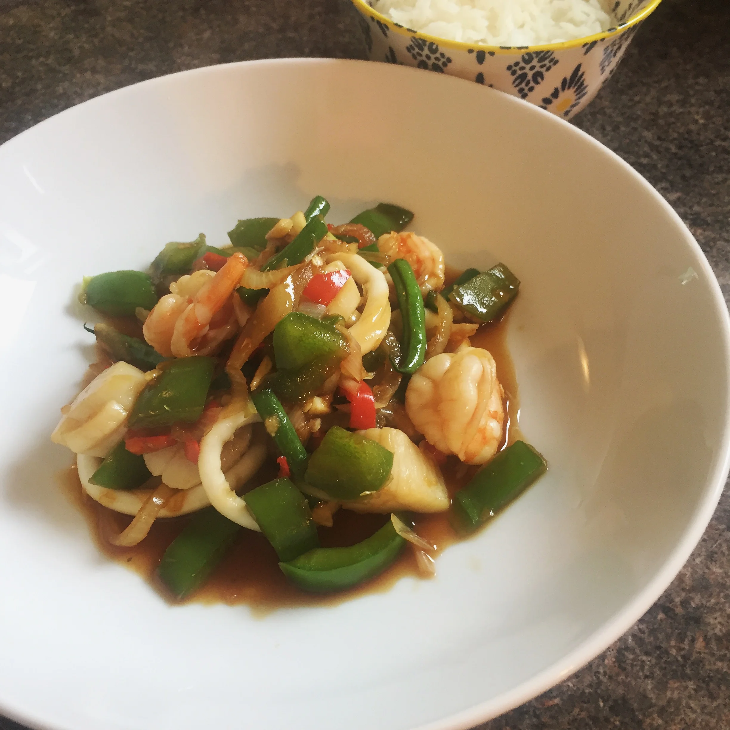 Stir fry seafood with chillies // pad talay