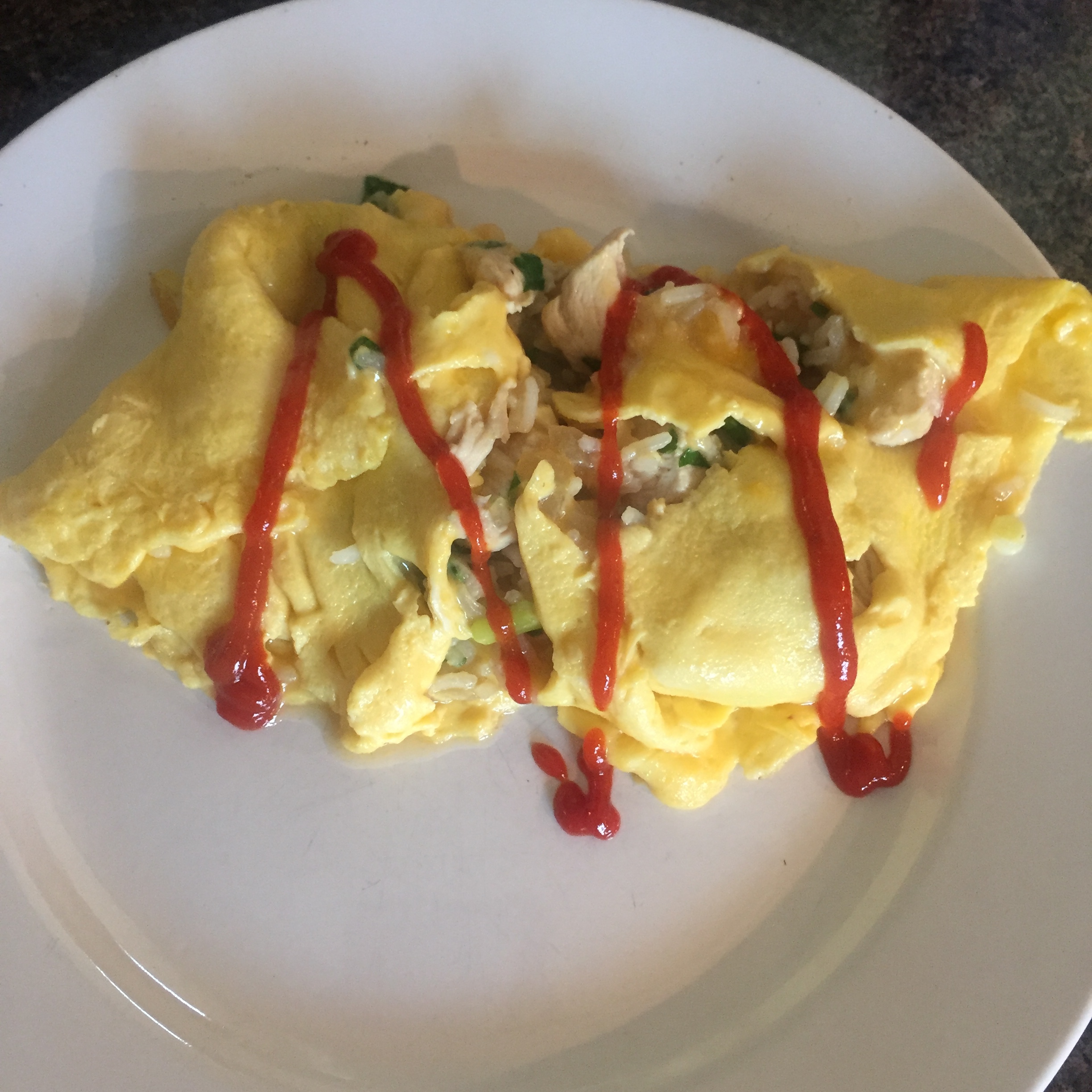Omurice (Japanese chicken fried rice omelette)