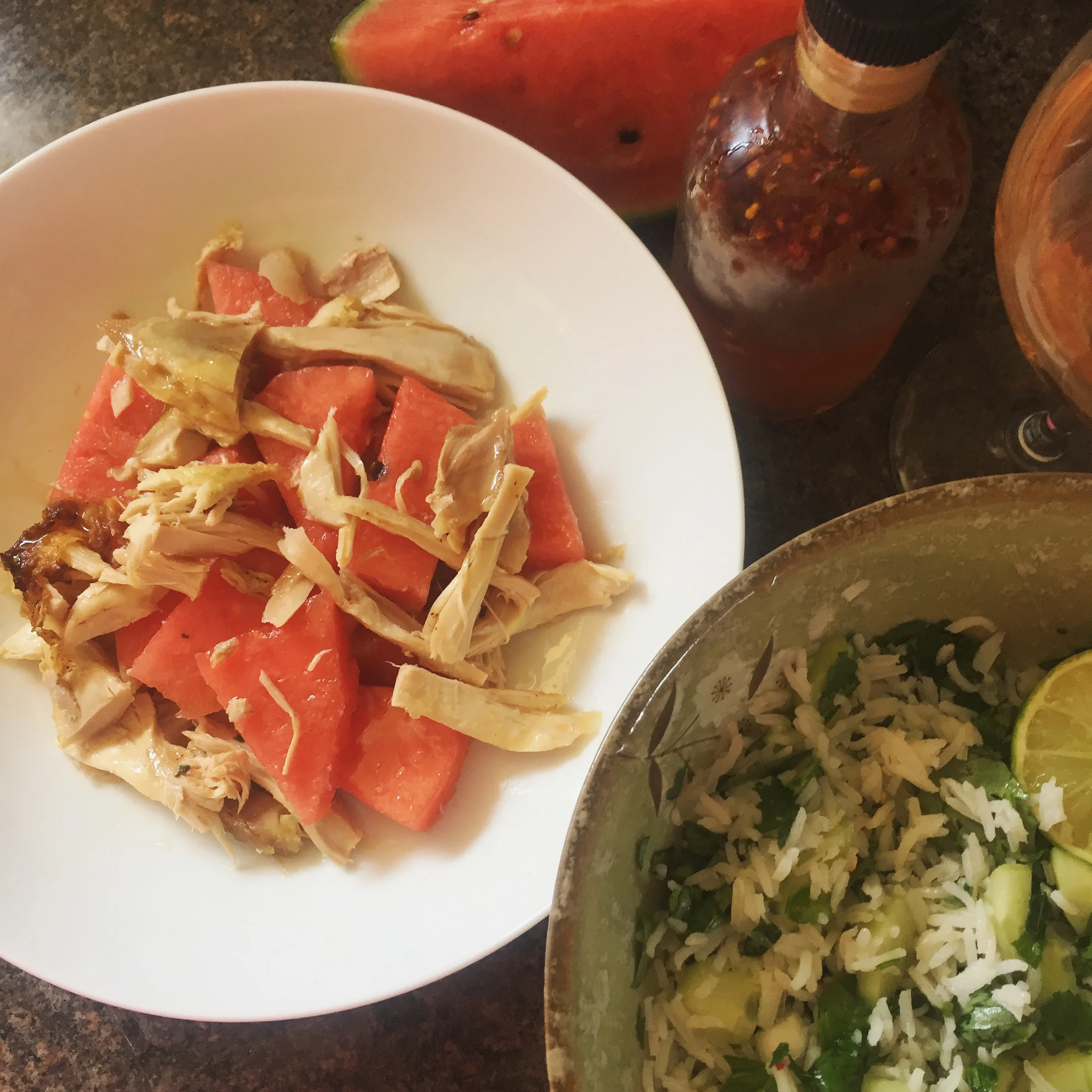 Watermelon chicken salad