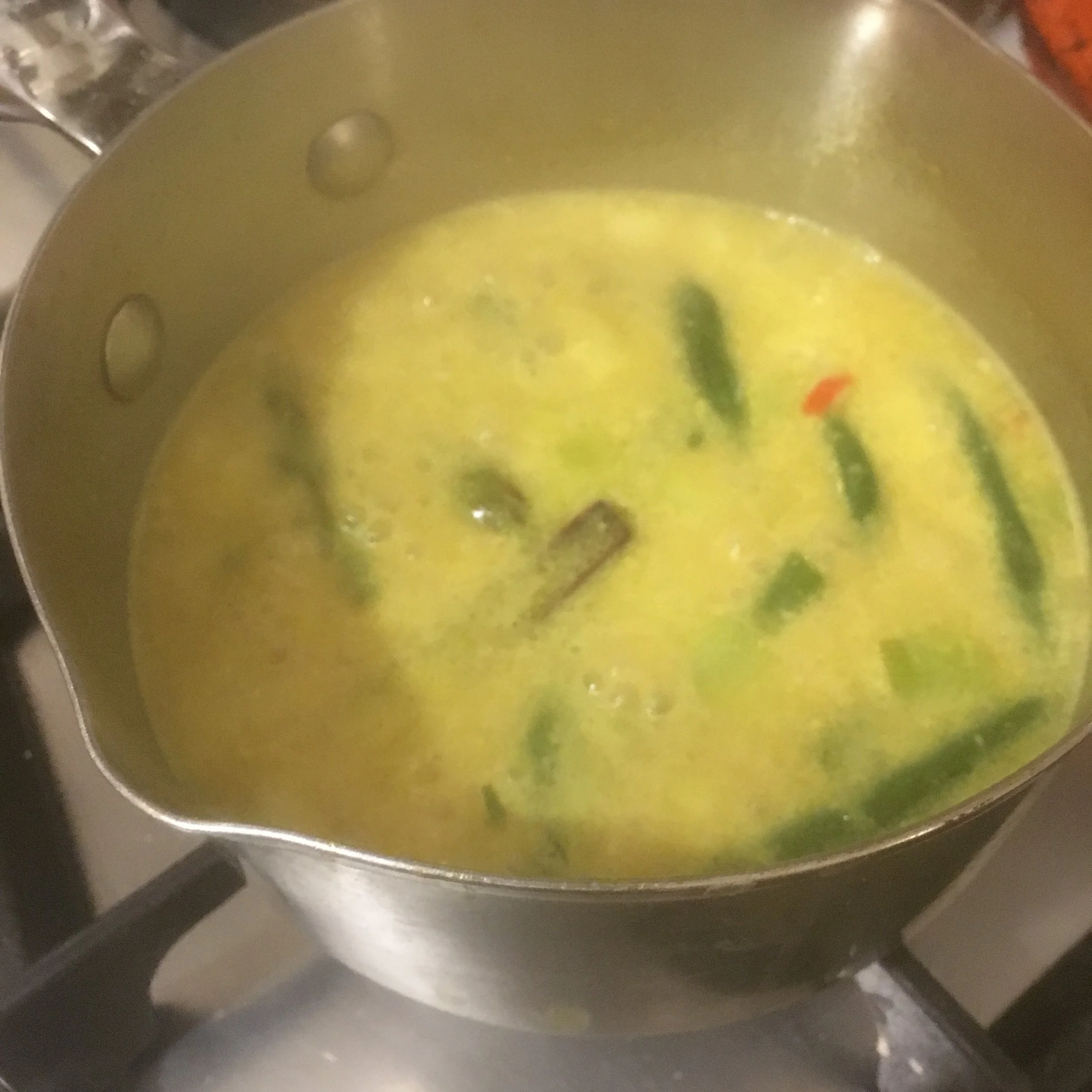 Chilli, ginger, lime, coconut sauce with salmon