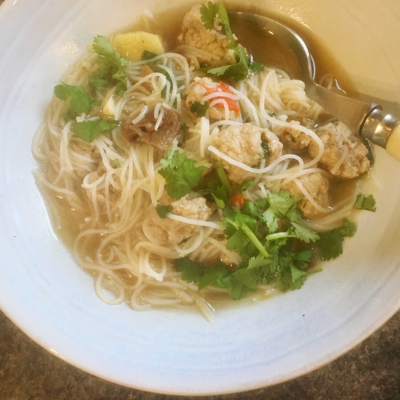 Vermicelli noodle soup with minced pork