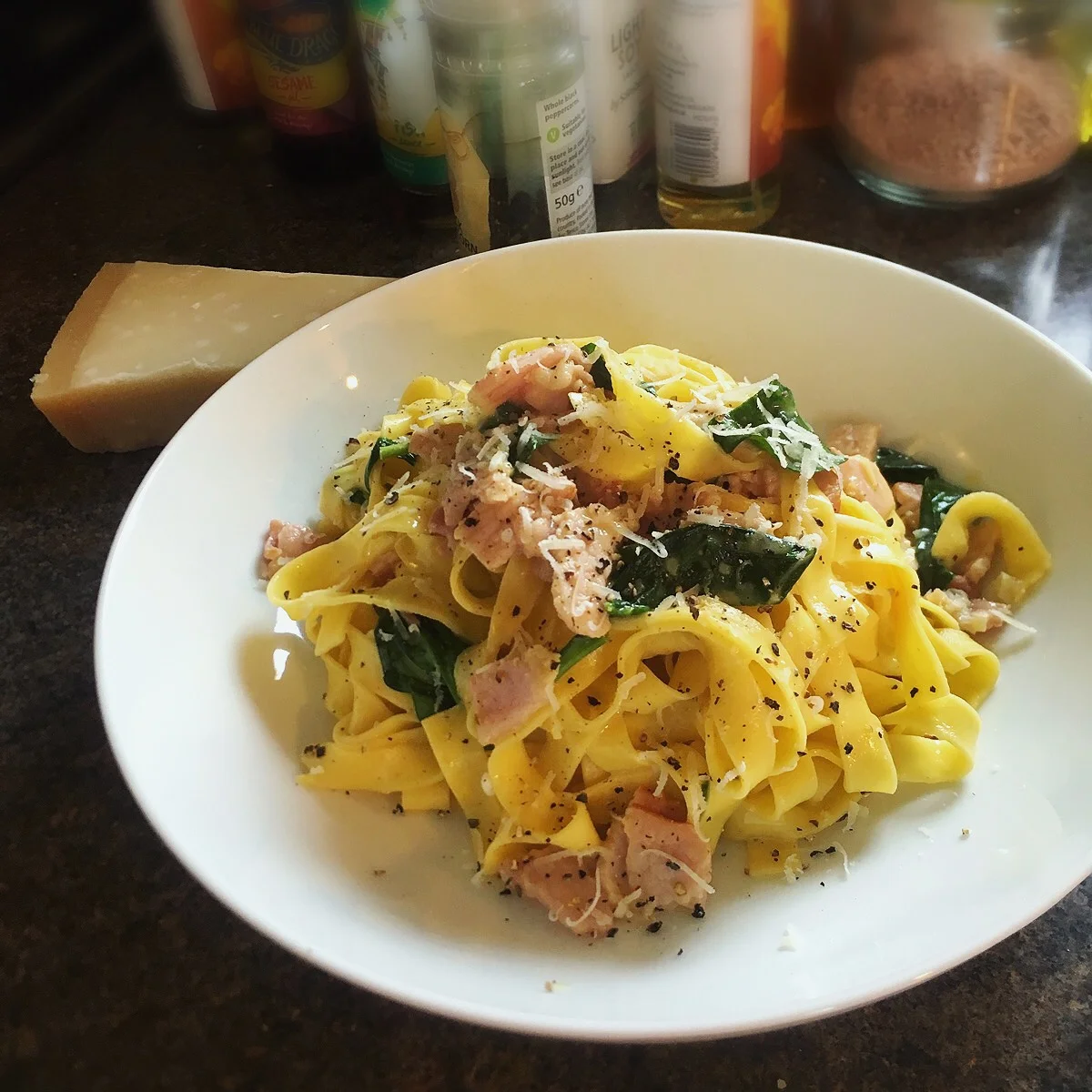 Bacon + egg carbonara