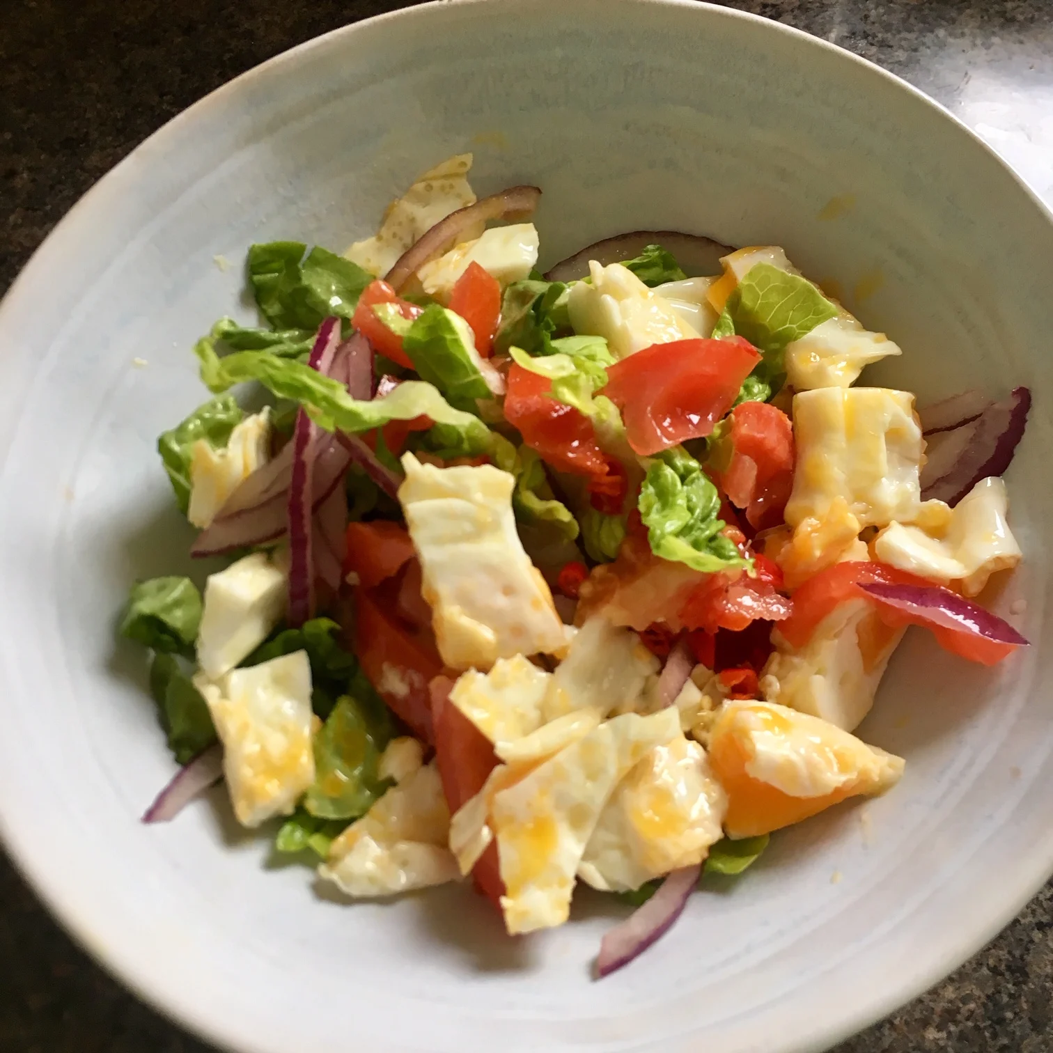 Fried egg spicy salad