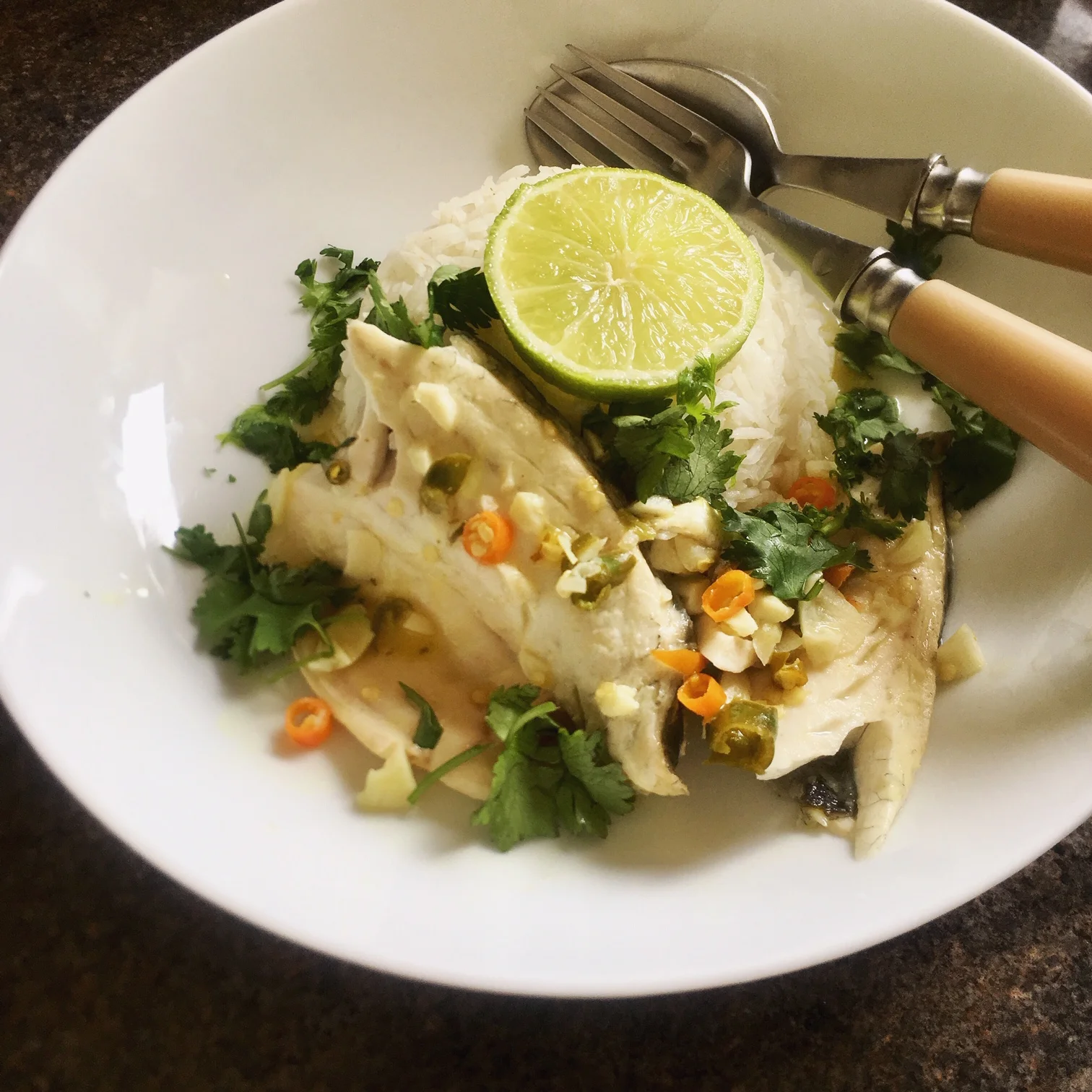 Pla neung manao - steamed chilli lime fish