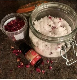DIY rose coconut sugar body scrub