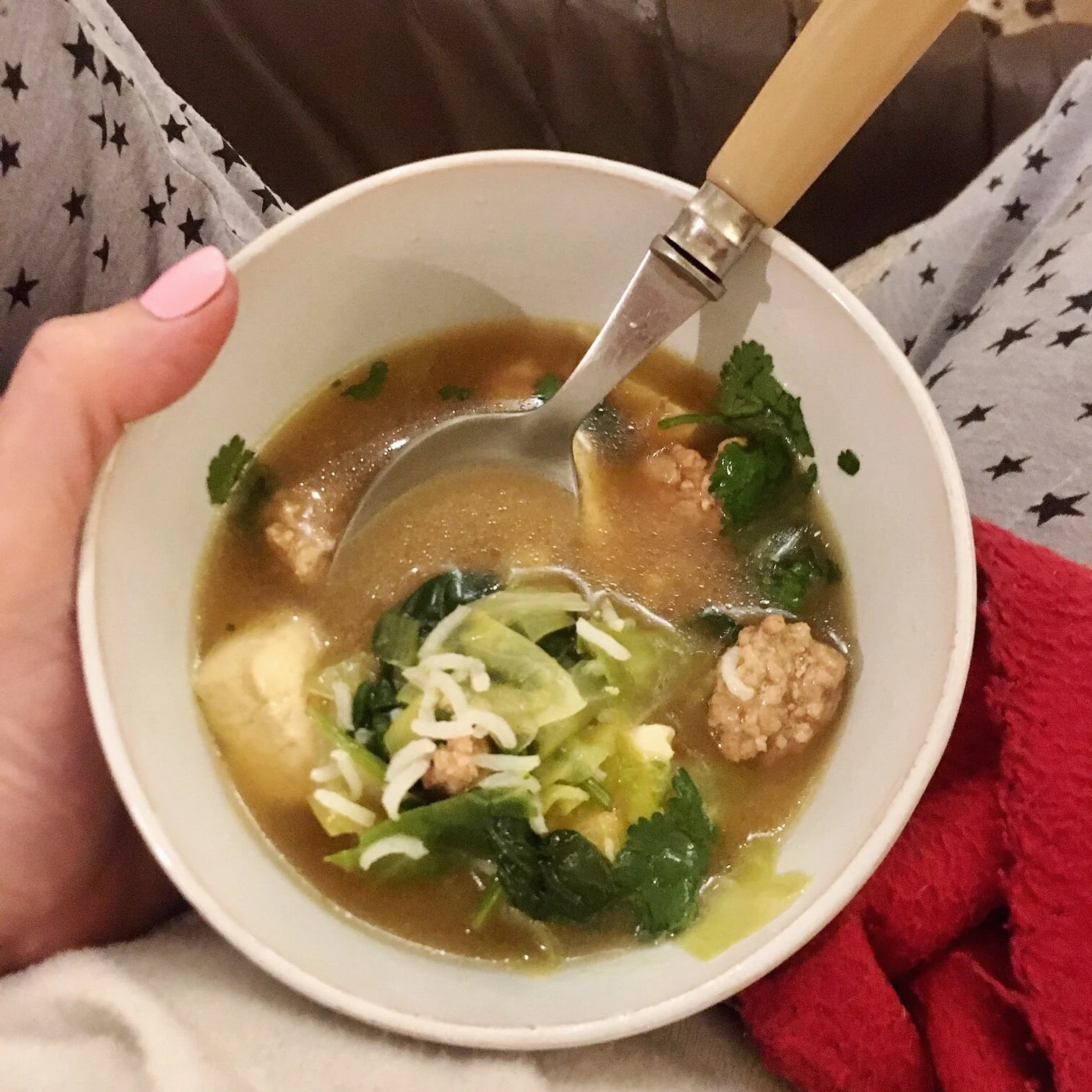 Thai-style clear soup with pork and tofu
