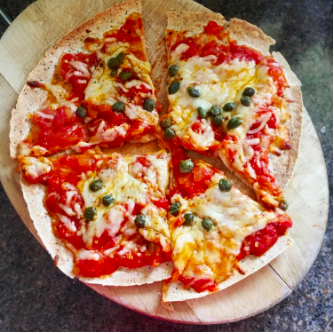 Easiest storecupboard tortilla/wrap ‘pizza’