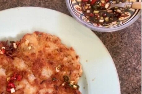 Gamja-jeon- Korean potato pancake with dipping sauce