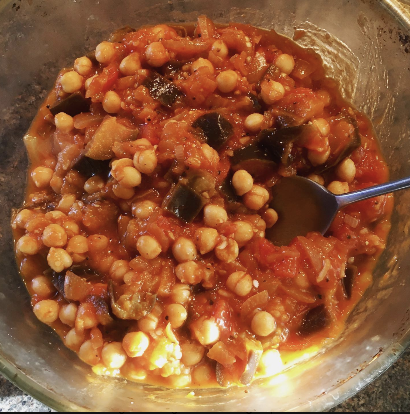 So simple, so good - &amp; it's just aubergine, tomato, onion, chickpeas