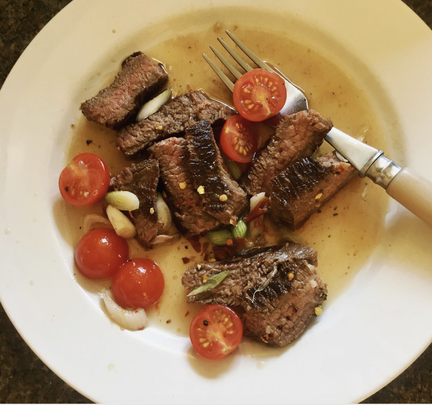 Simplest spicy-sour steak salad