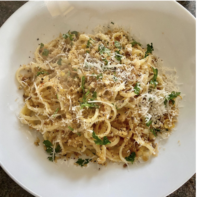 Lemon garlic breadcrumb spaghetti