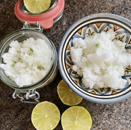 Home-made DIY lime coconut sugar body scrub