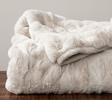 Pottery Barn Faux Fur Ruched Throw