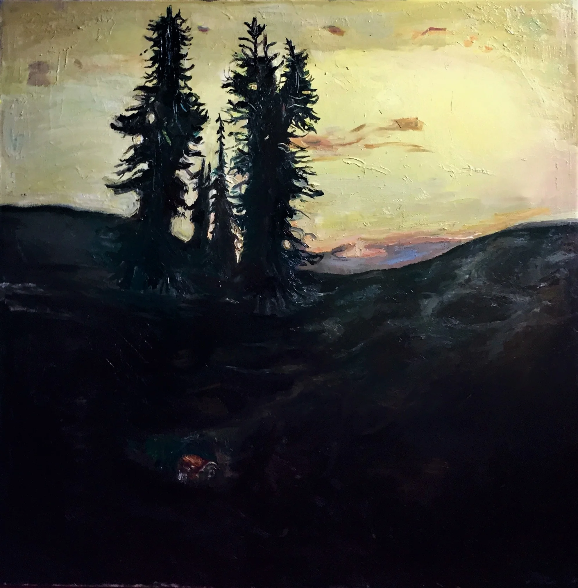 Painting by Joelle Provost: Fir Trees and Soda Pop