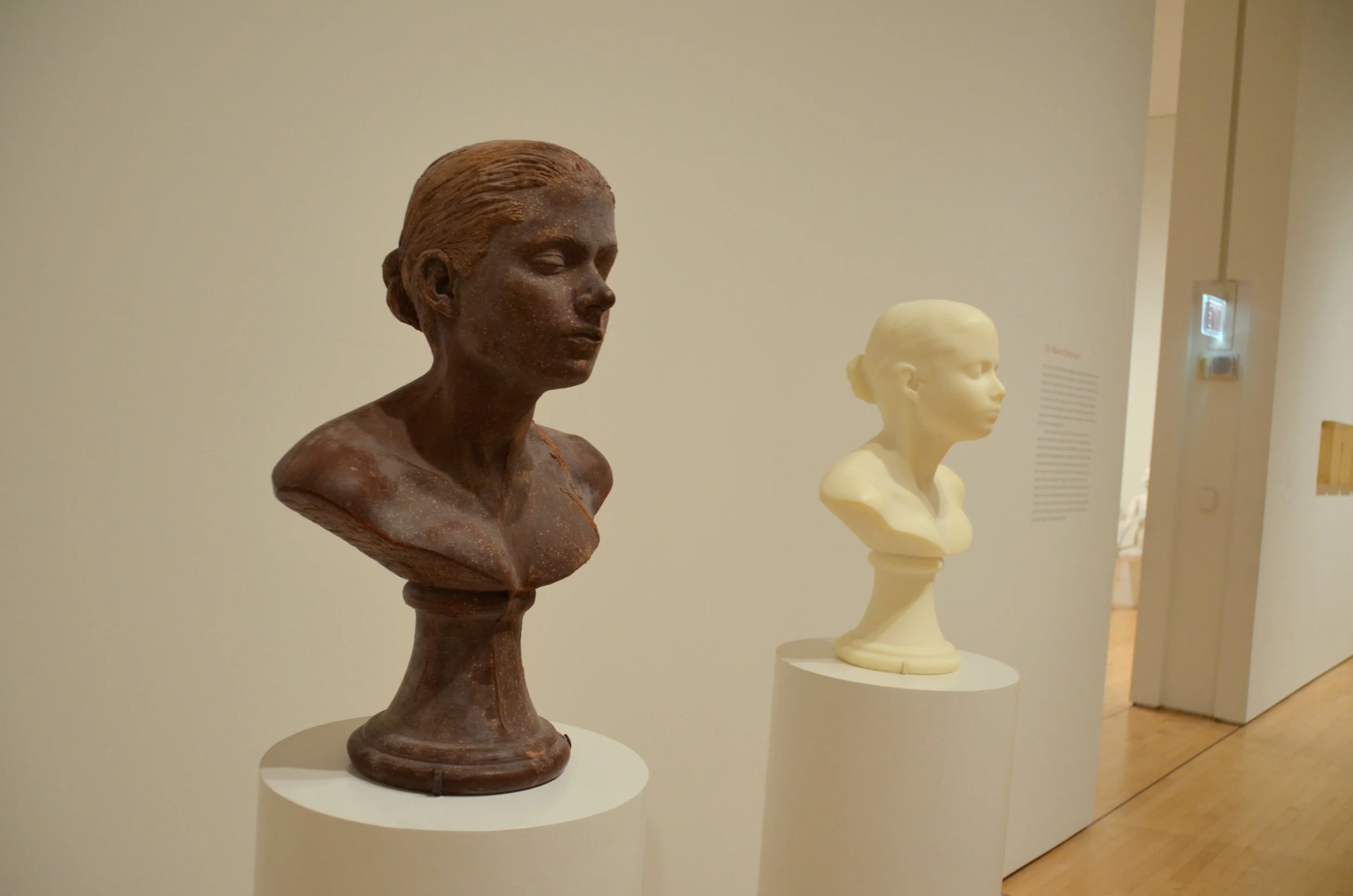Artist Janine Antoni's "Lick and Lather" sculpture features a chocolate bust of the artist (as well as one of soap); photo courtesy Flickr user KellyTheDeluded