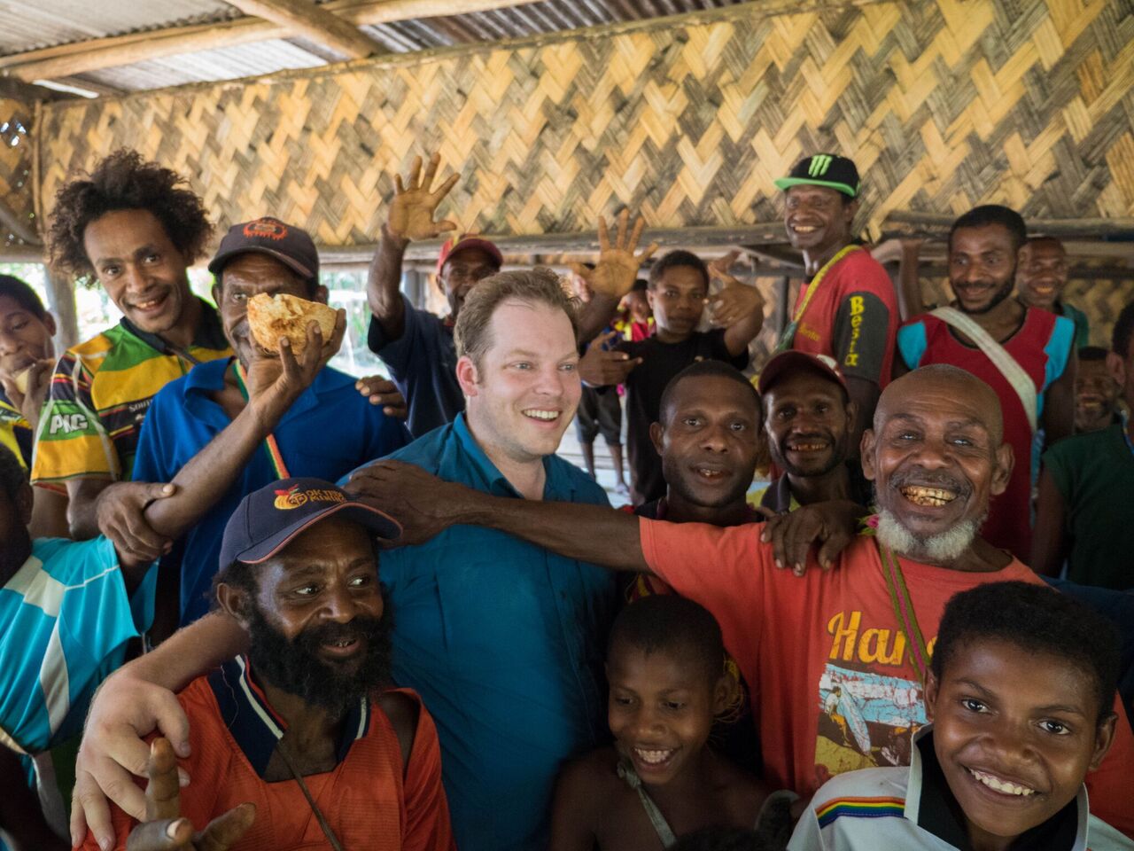Brad with farmers in Papua New Guinea