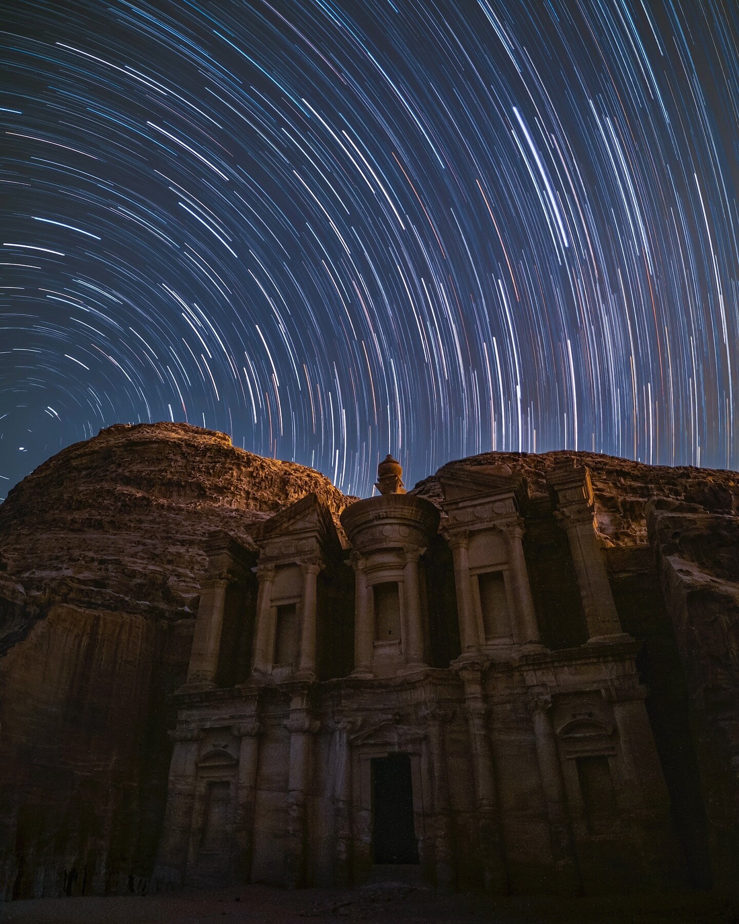 A short star trail sequence over the Monastery of Petra, the lesser known (but more beautiful if you ask me) landmark of Jordan&rsquo;s historic ancient city. More on my blog.
.
#jordan #petra #petramonastery #ancient #unesco #petrajordan #visitjorda