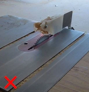 Unprotected table saw blade.