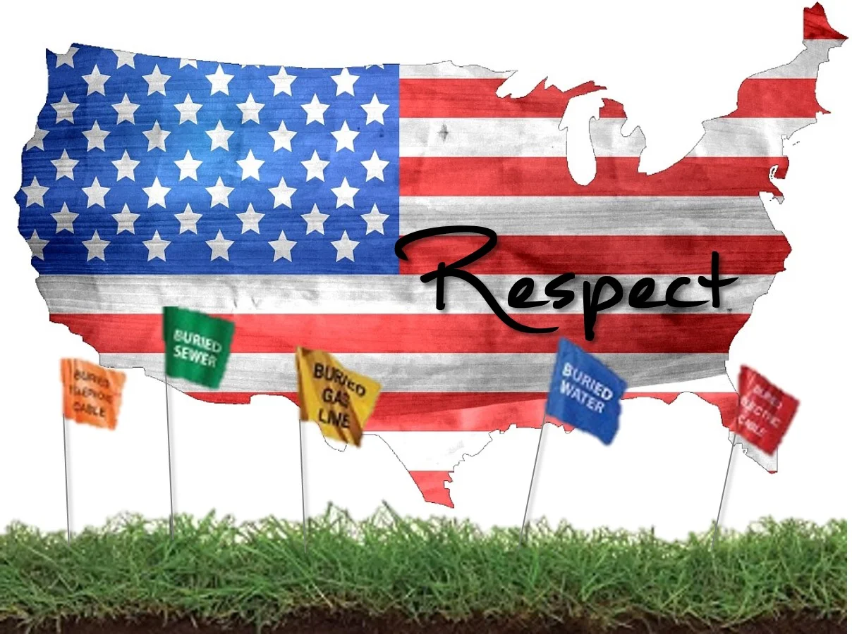 Always respect the markings and flags placed by the locating service.