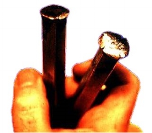 Chisel head showing mushrooming.