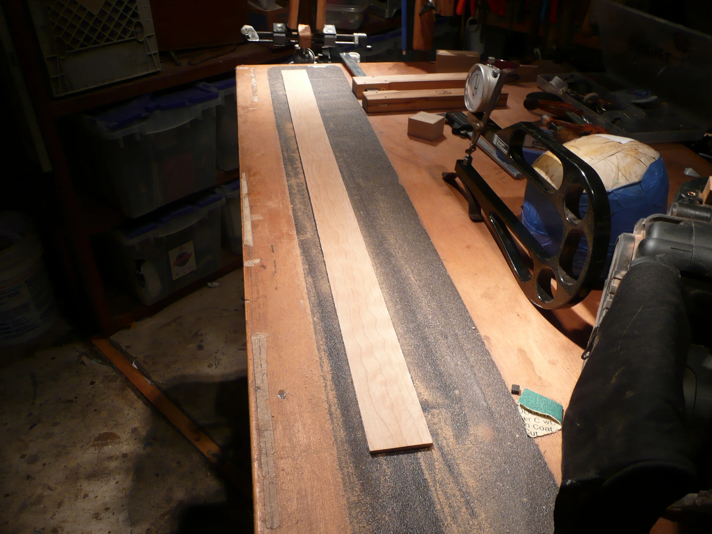  Guilted Maple side - Fresh from the band saw. 6 years in the rafters. Old school surface sanding 