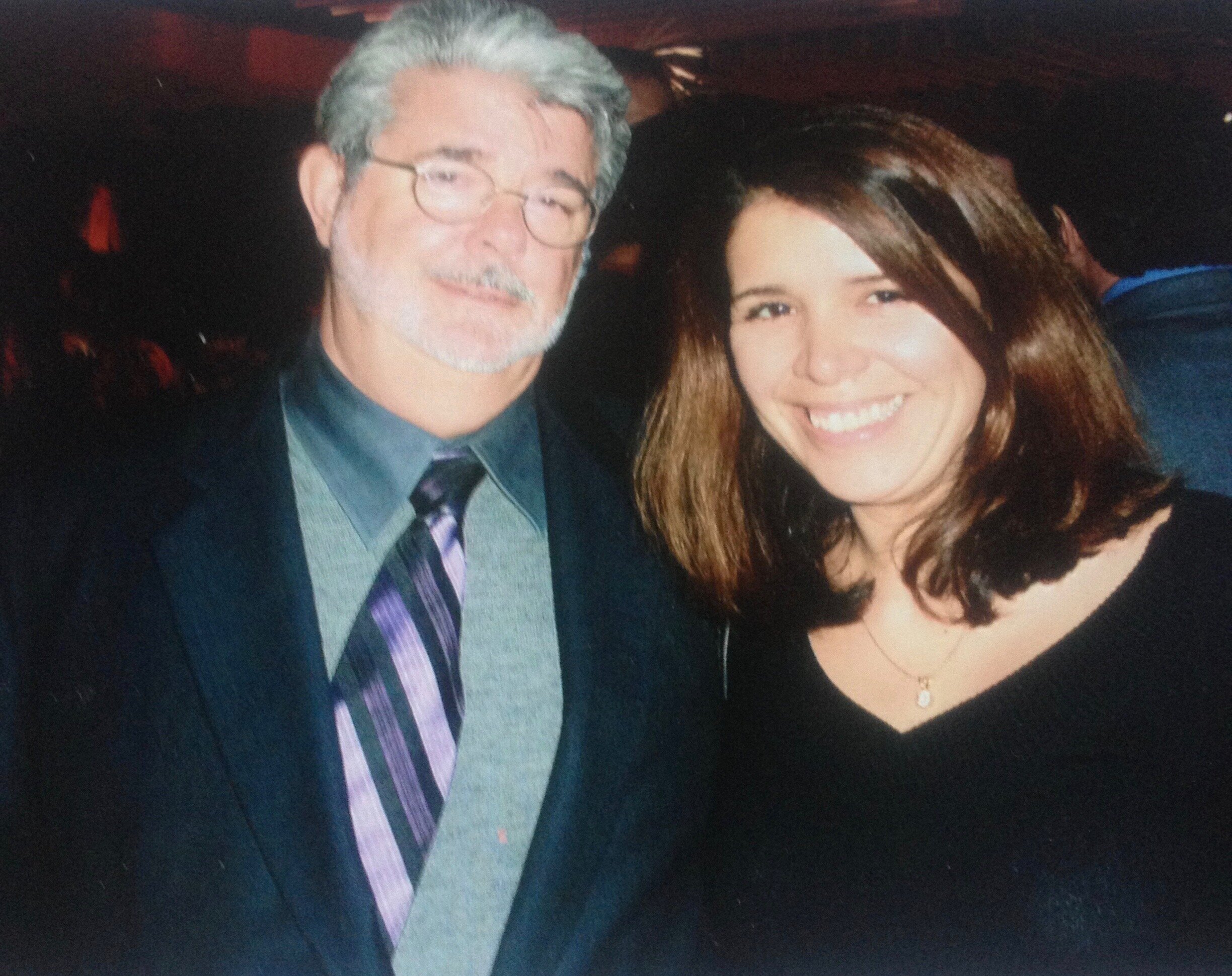 Ana Cuadra with George Lucas at an event