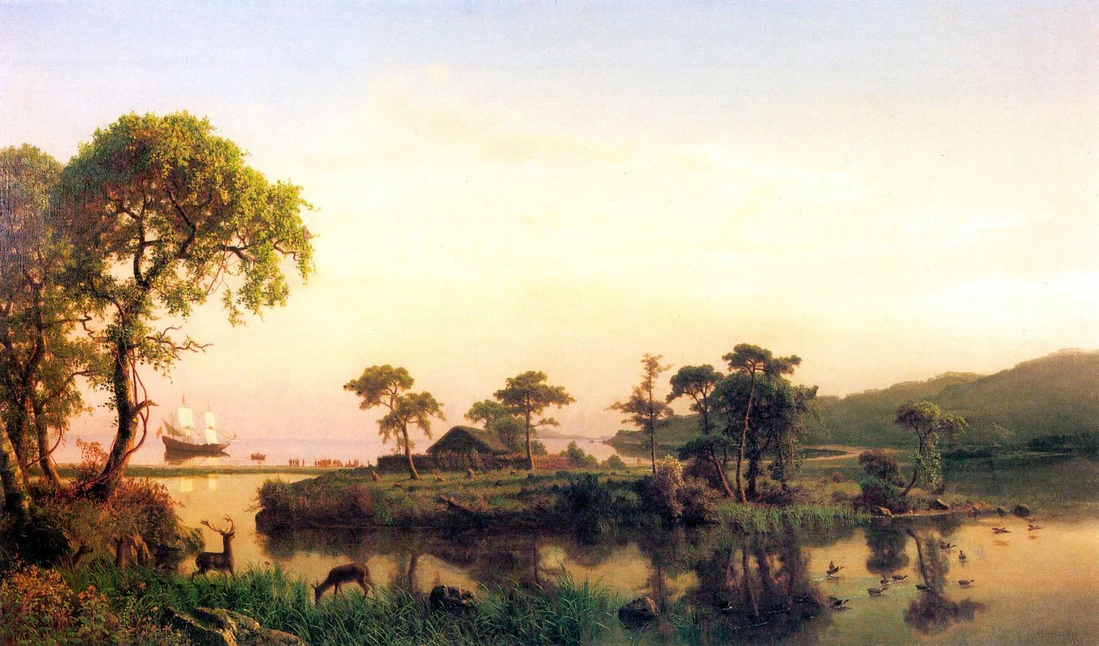 Albert Bierstadt's 1858 painting, Gosnold At Cuttyhunk 1602.