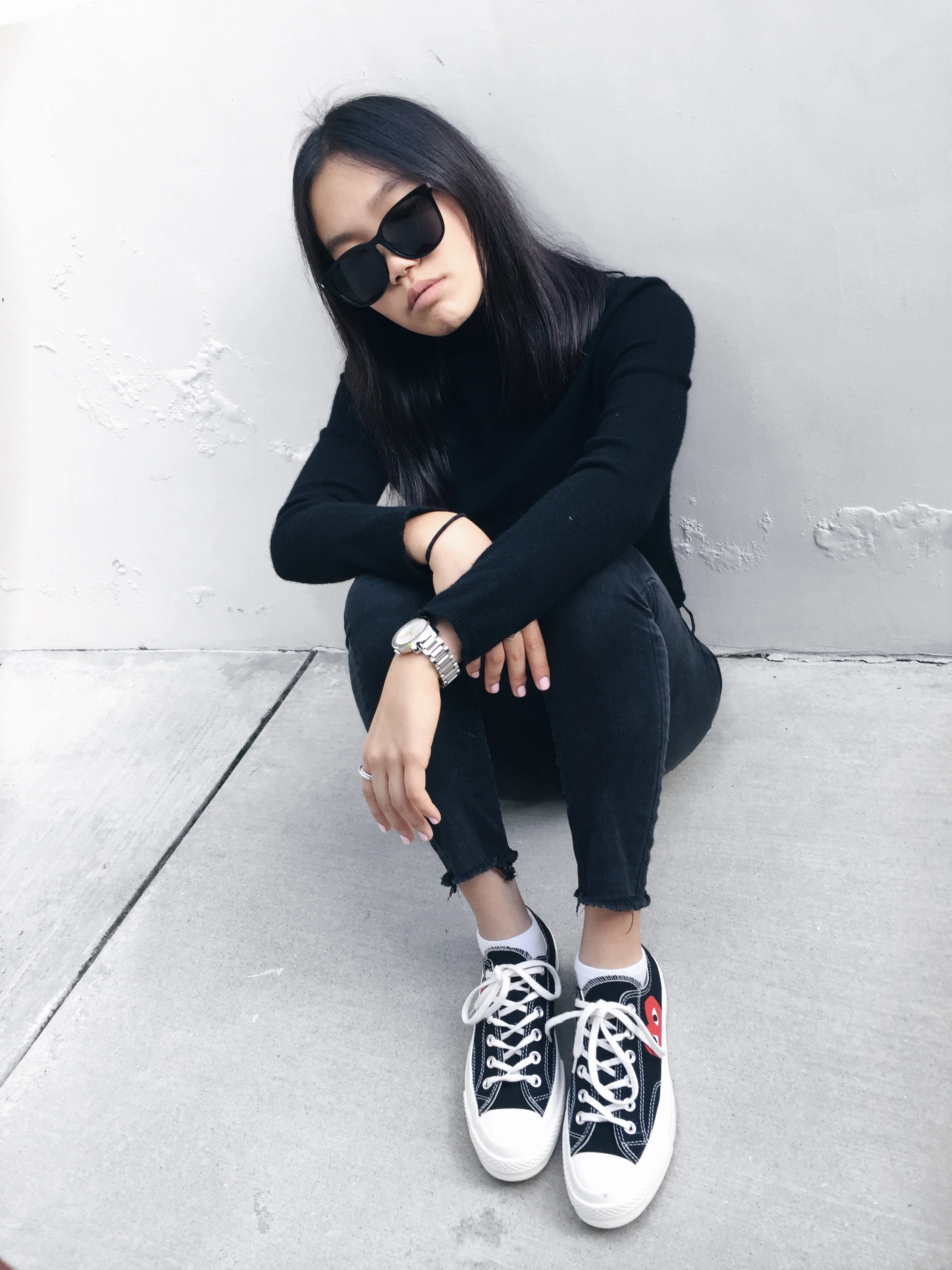 outfits with comme des garcons converse