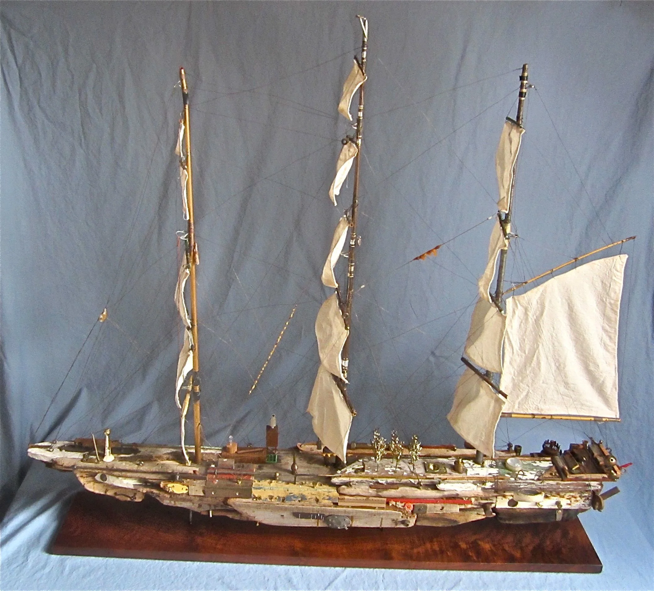    USS WESTERMANN  - 2015 52" long x 9" wide x 44-1/2” high Scavenged wood, fishing poles, found objects  &nbsp;  Click for      MORE IMAGES &amp; INFO  about this ship  &nbsp; 