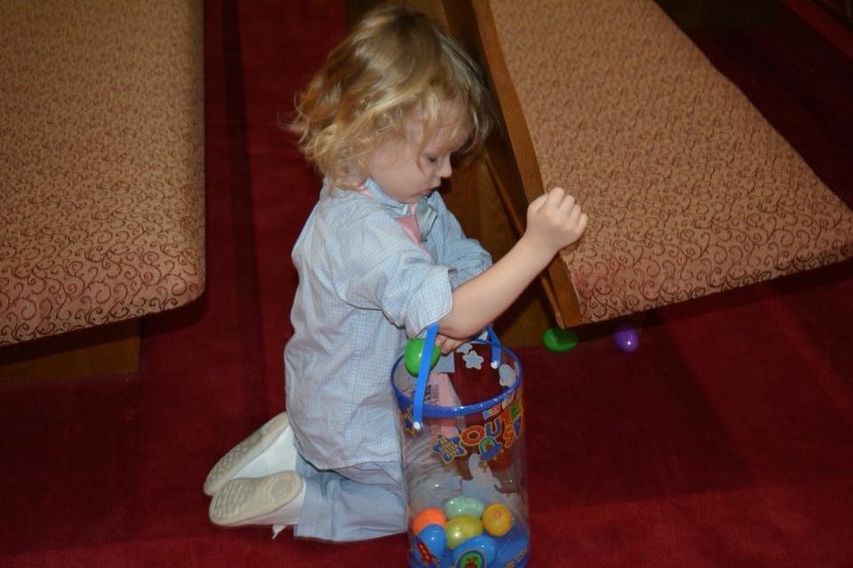 Zadd filling his easter basket