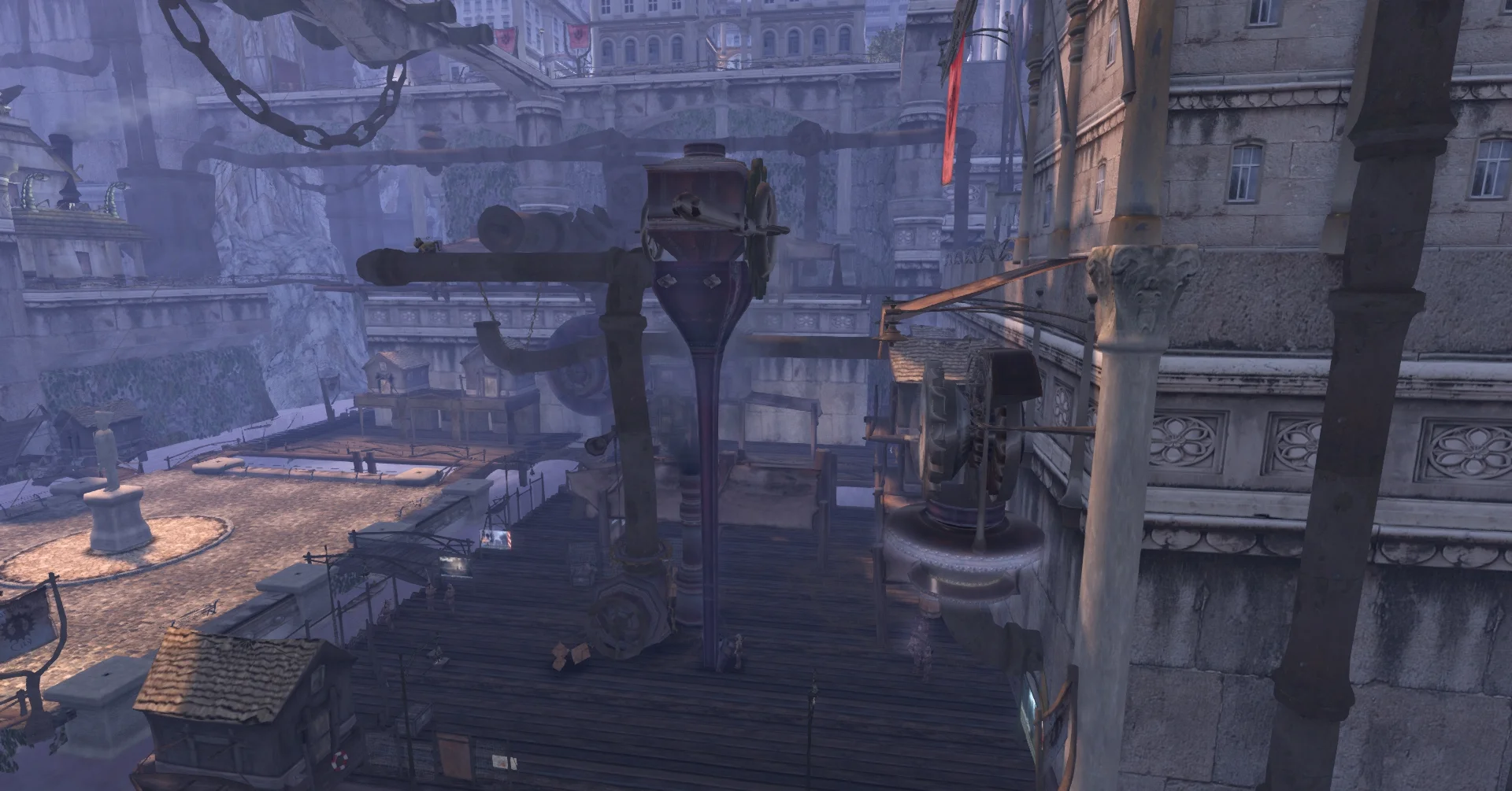 The deserted Steampunk town. 