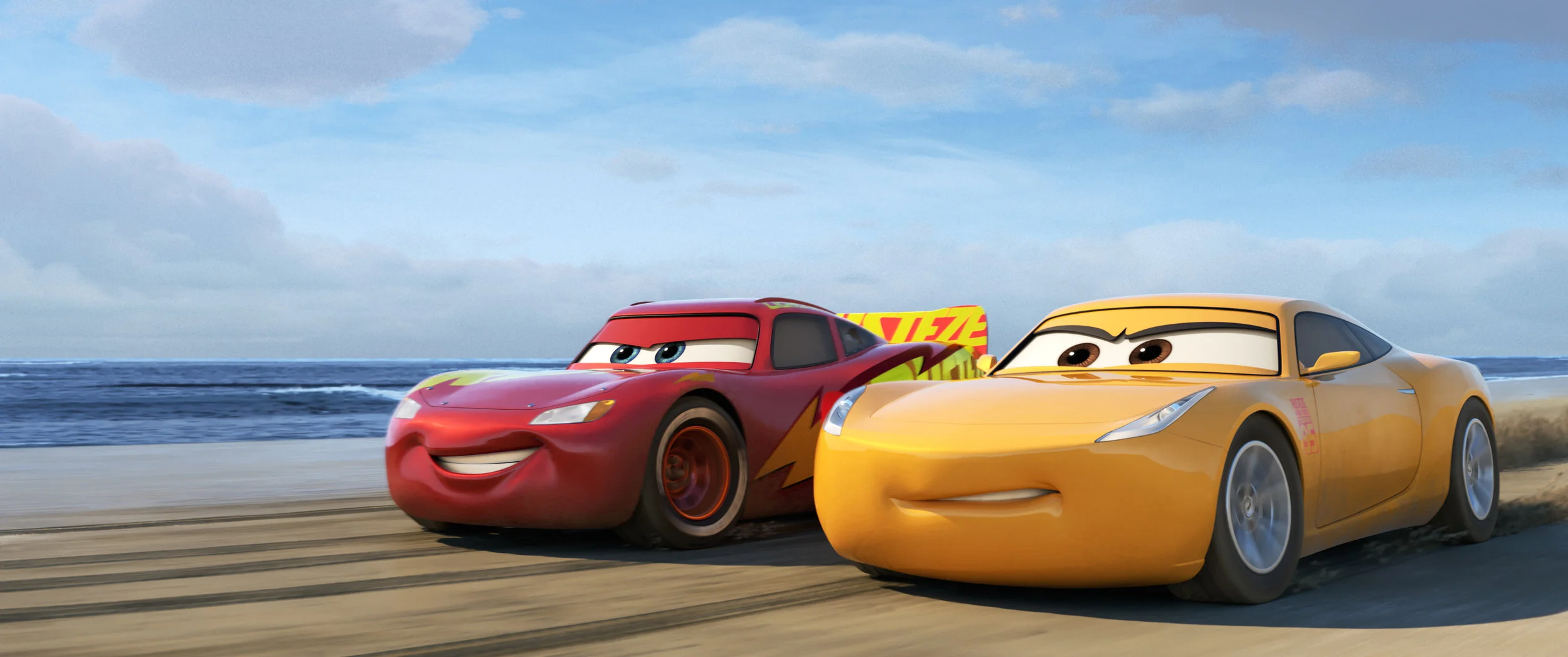 Lightning McQueen training with newcomer Cruz Ramirez
