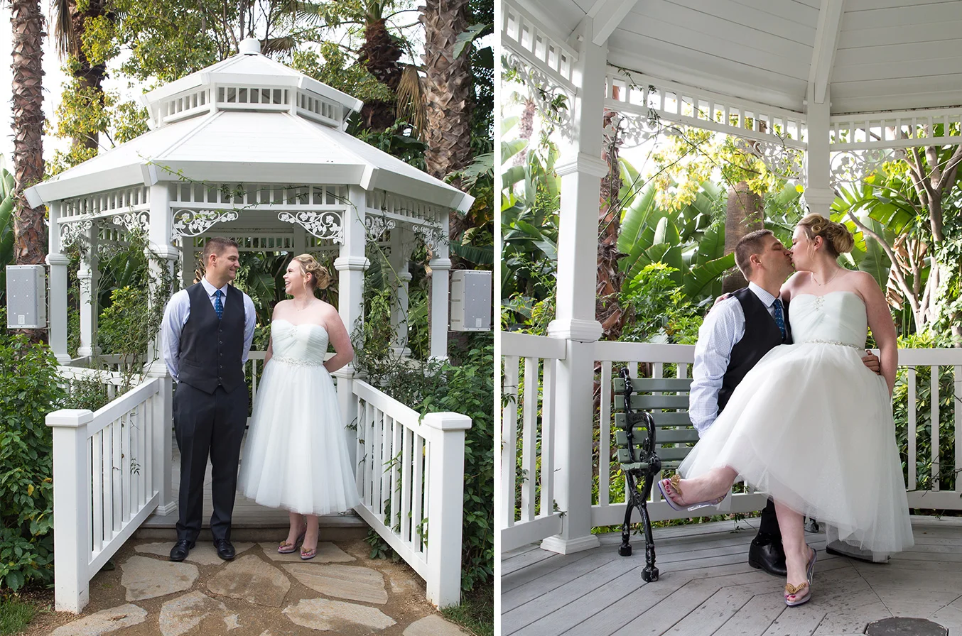 The Adventureland Gazebo is sweet and intimate with an interesting mix of exotic plant life.