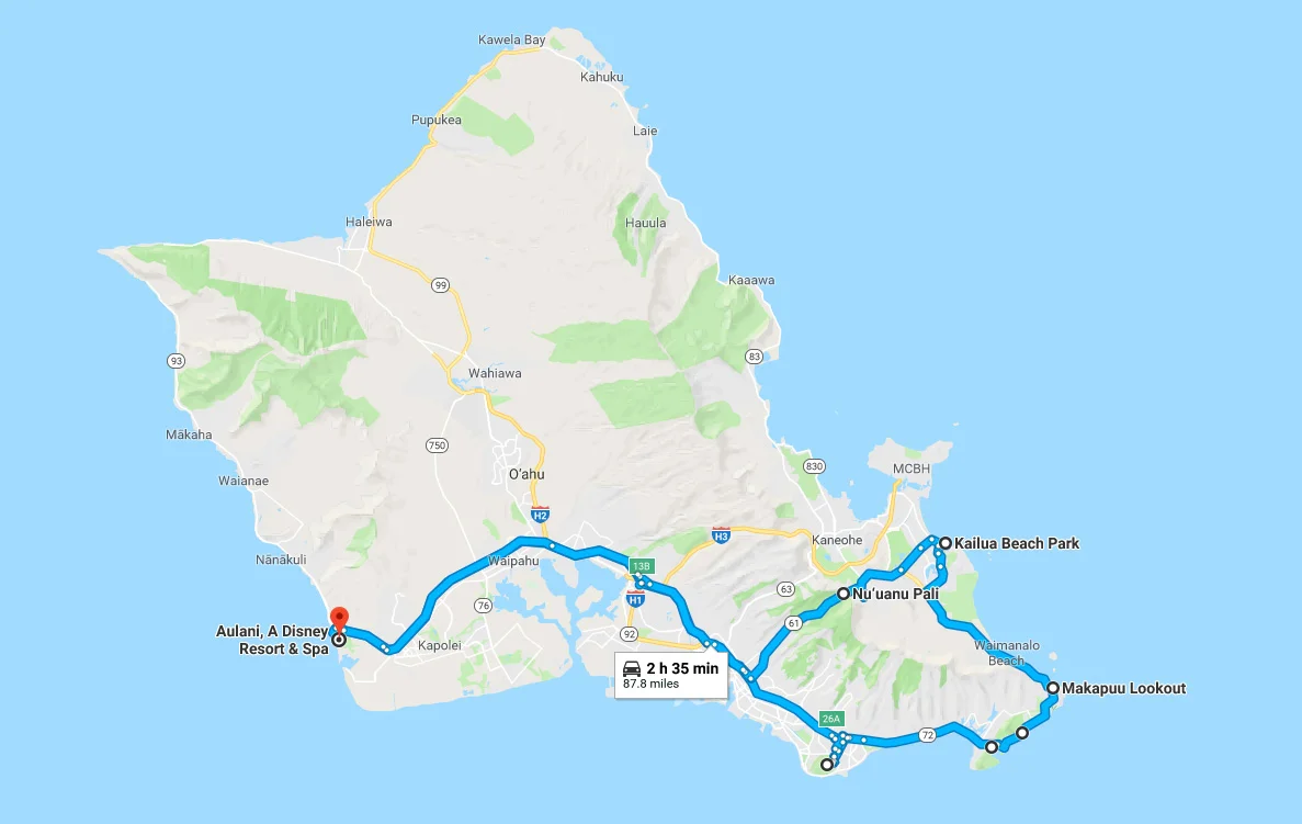 Our driving route for Day 2.