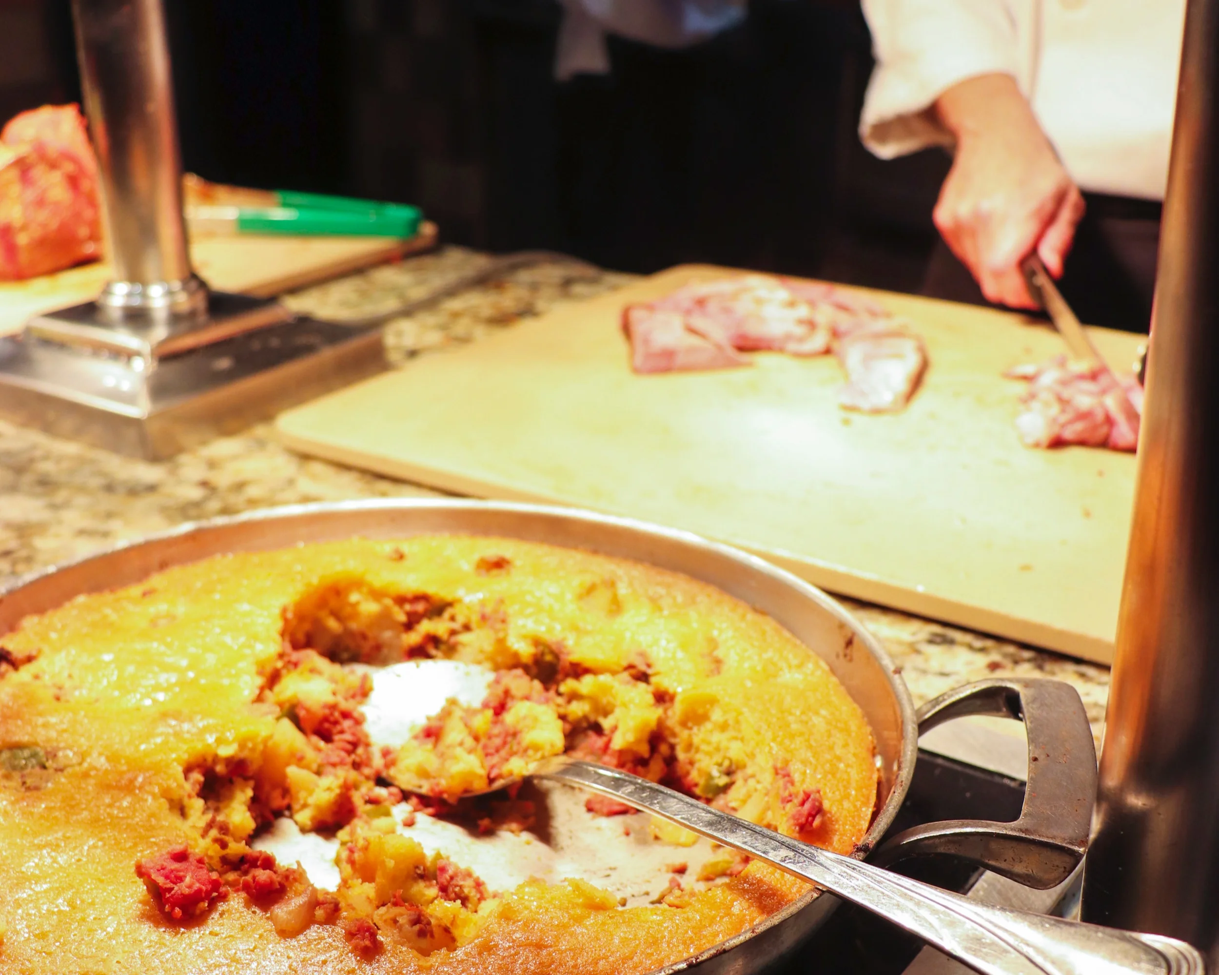 The carving station and some boboti.