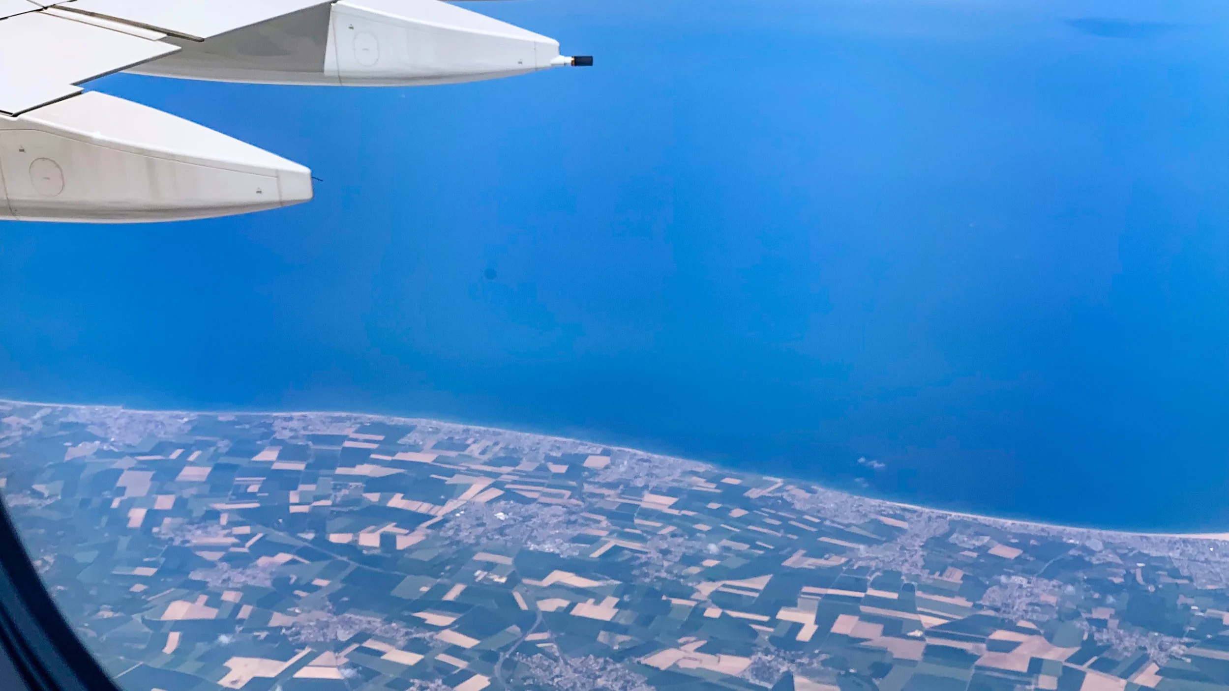 A view of the Normandy beaches below…