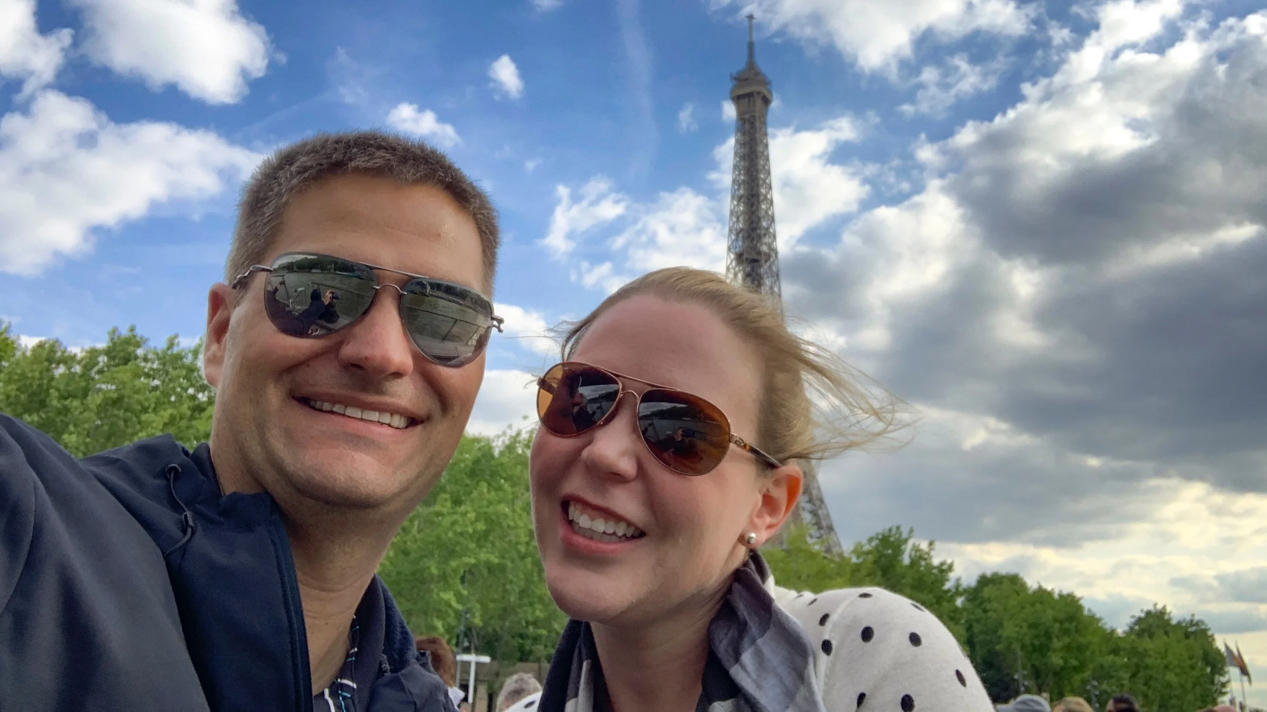 Enjoying a river tour on the Seine.