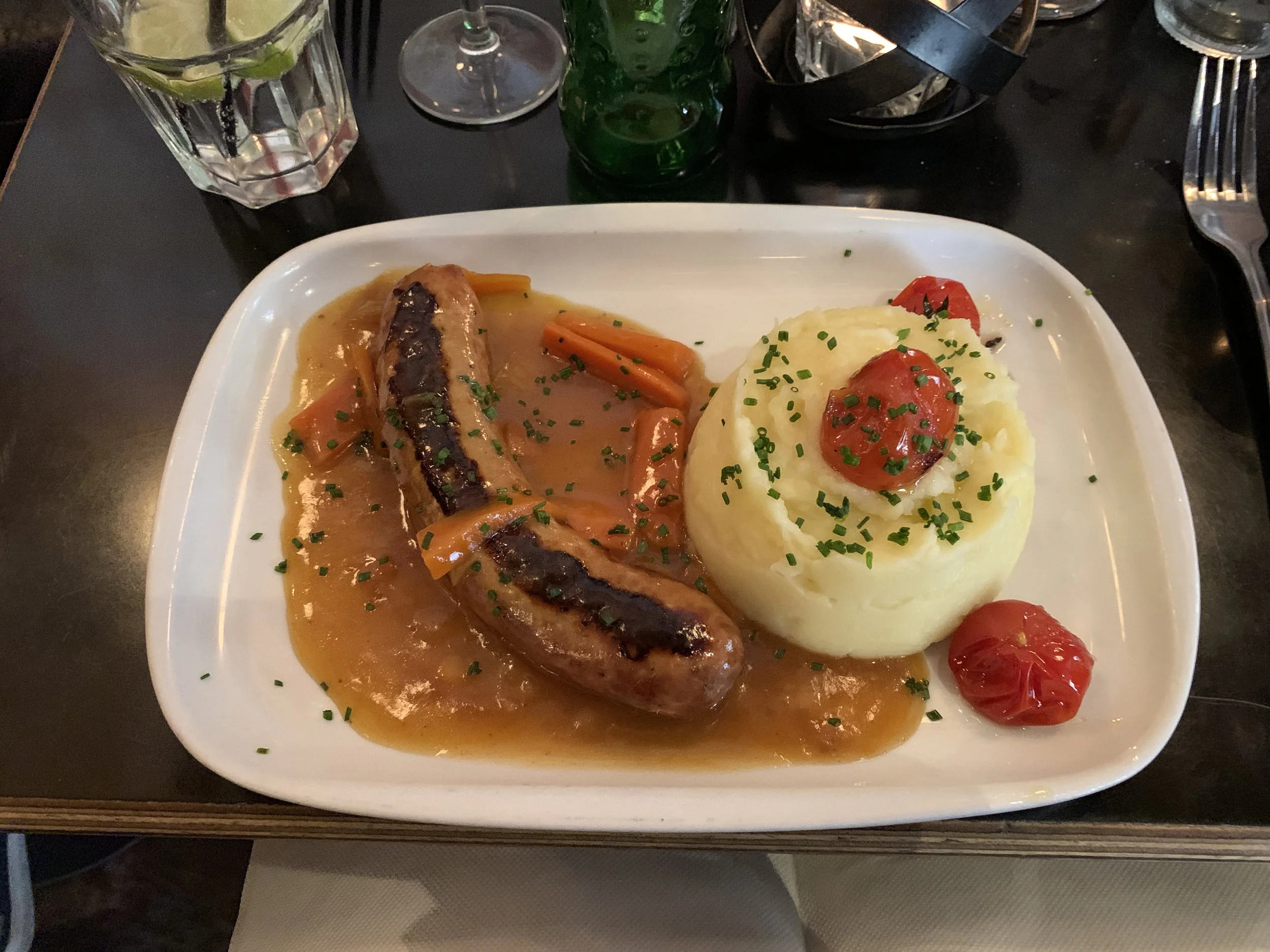 Grilled French sausage.