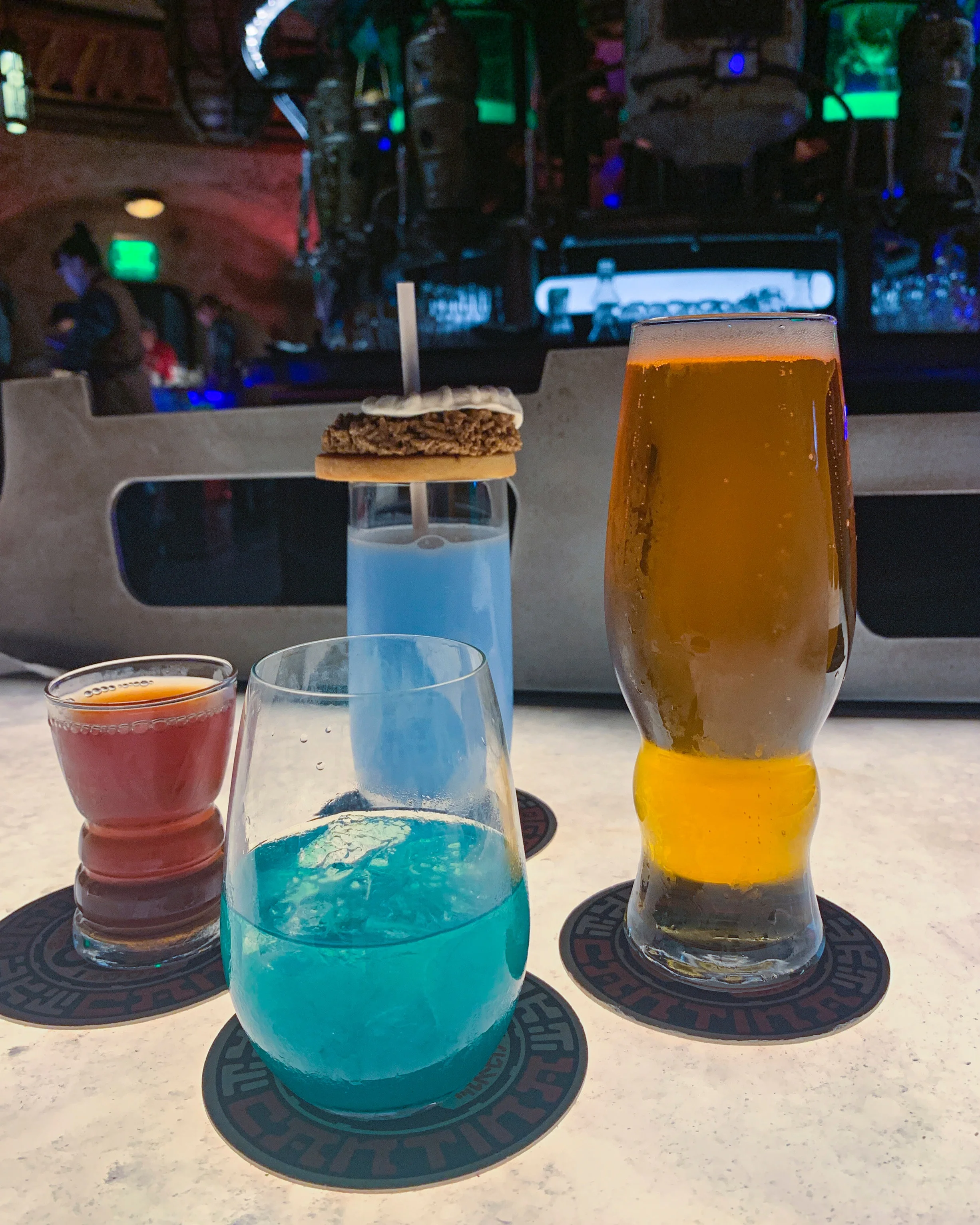 An assortment of drinks including our Jedi Mind Trick and Bantha Milk.