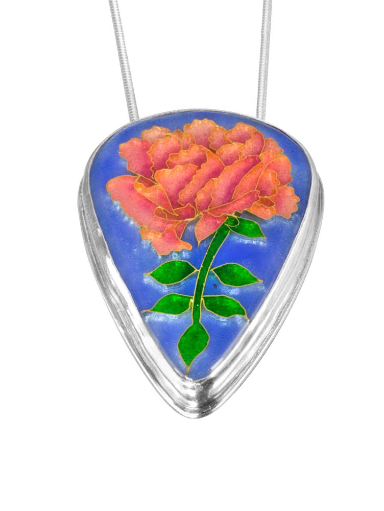 Peony Flower Enamel Pendant