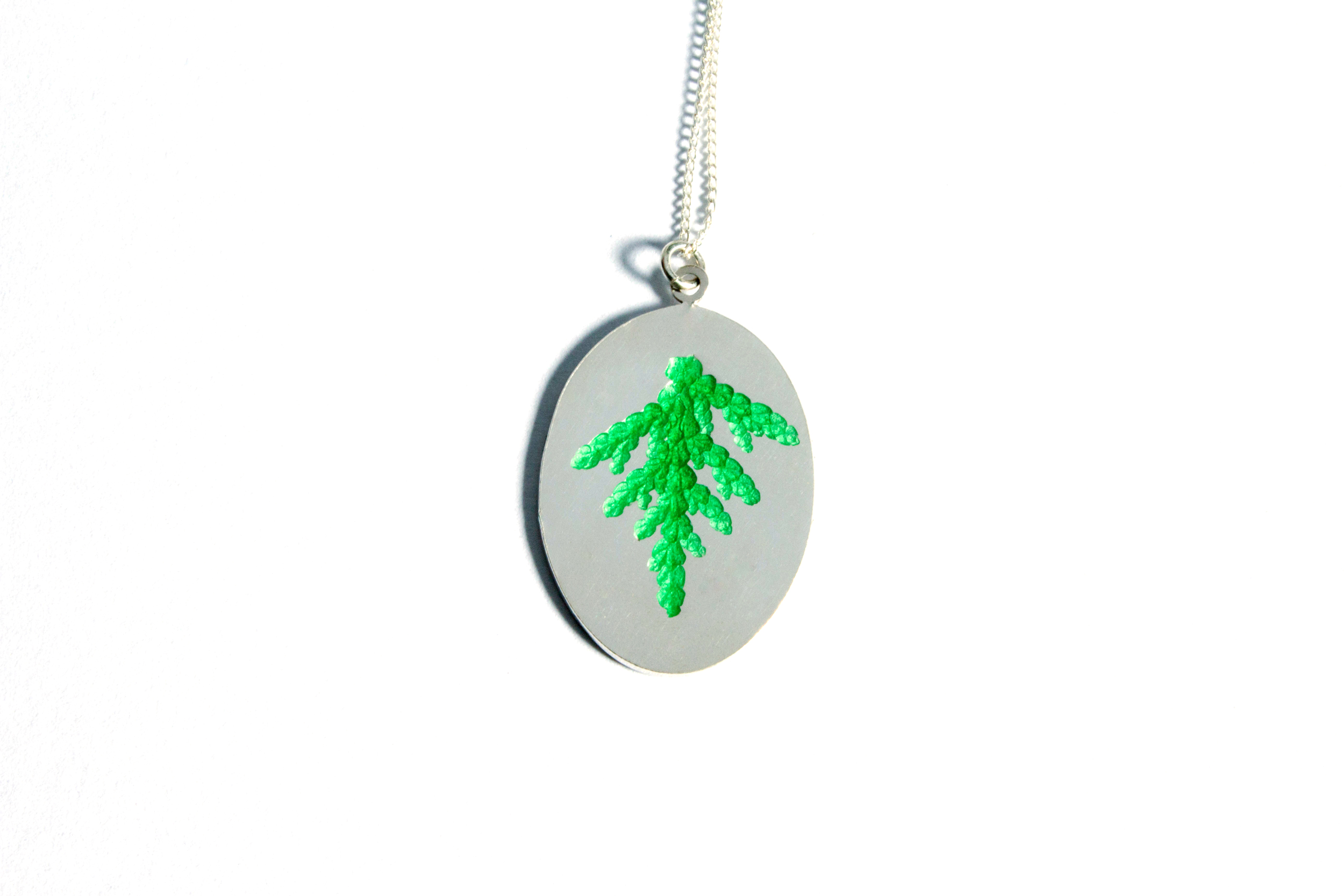 Fine Silver and Glass Enamel Cedar Necklace