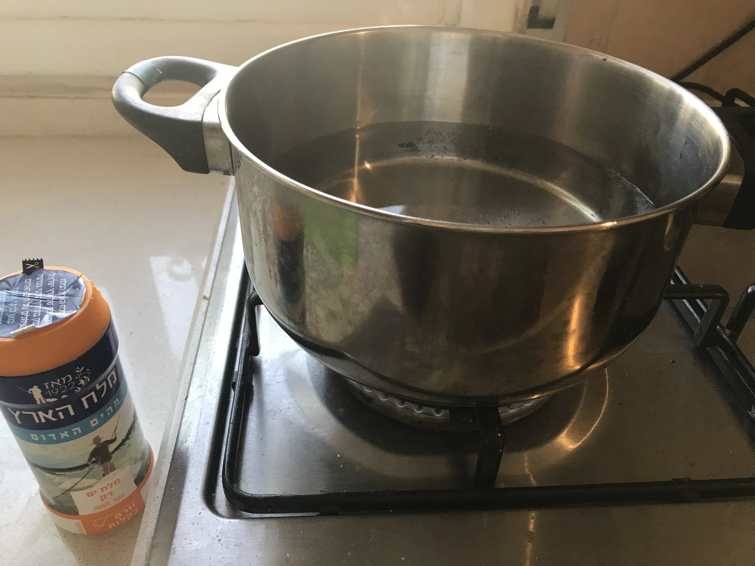 Salted boiling water