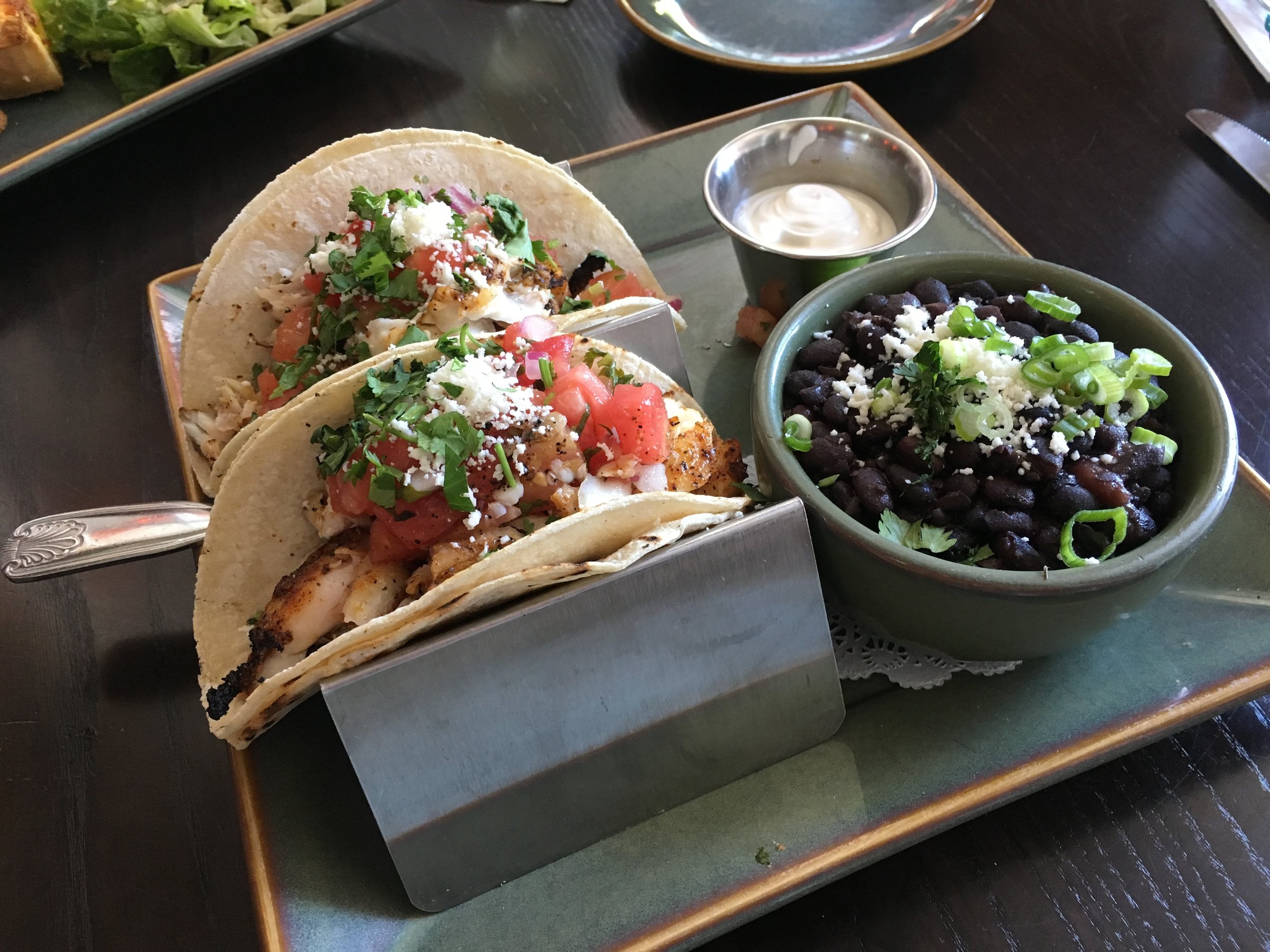 Blackened grouper tacos with black beans