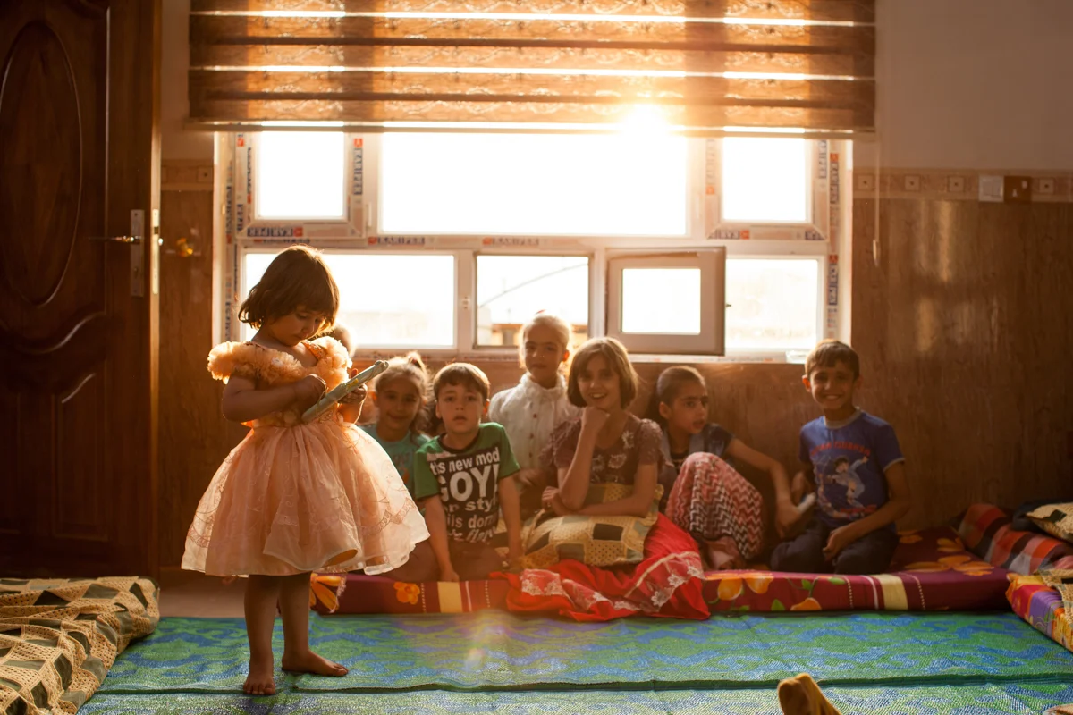 Arab family in their new home in Soran, Iraqi Kurdistan where they fled after ISIS took their home in southern Iraq (May 2016).