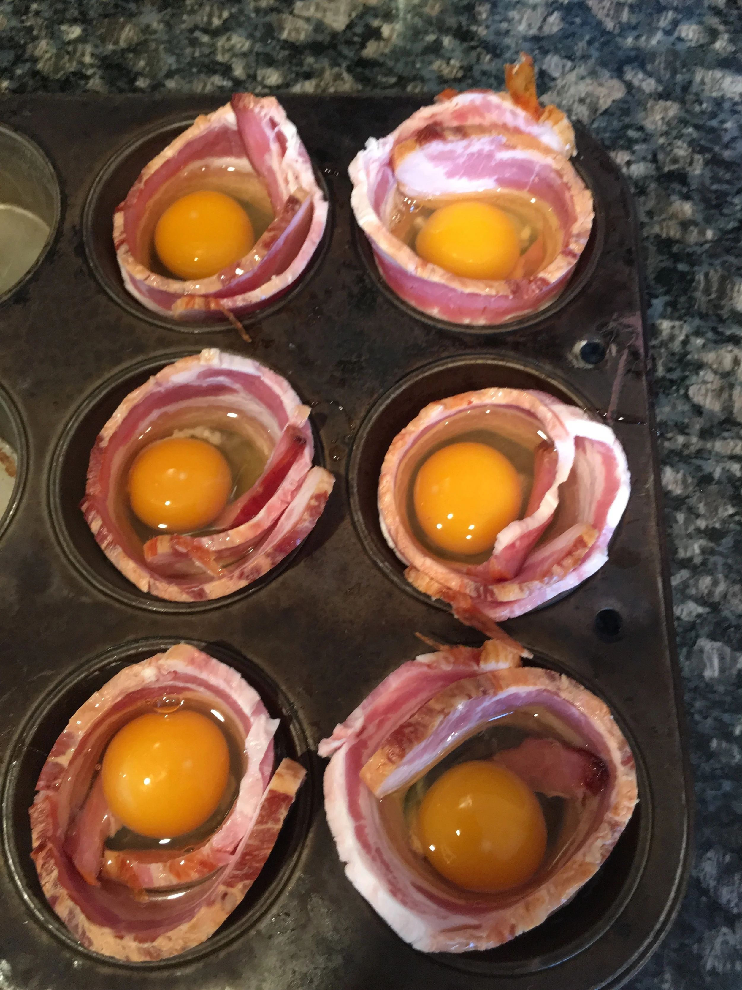 Cracked egg in center