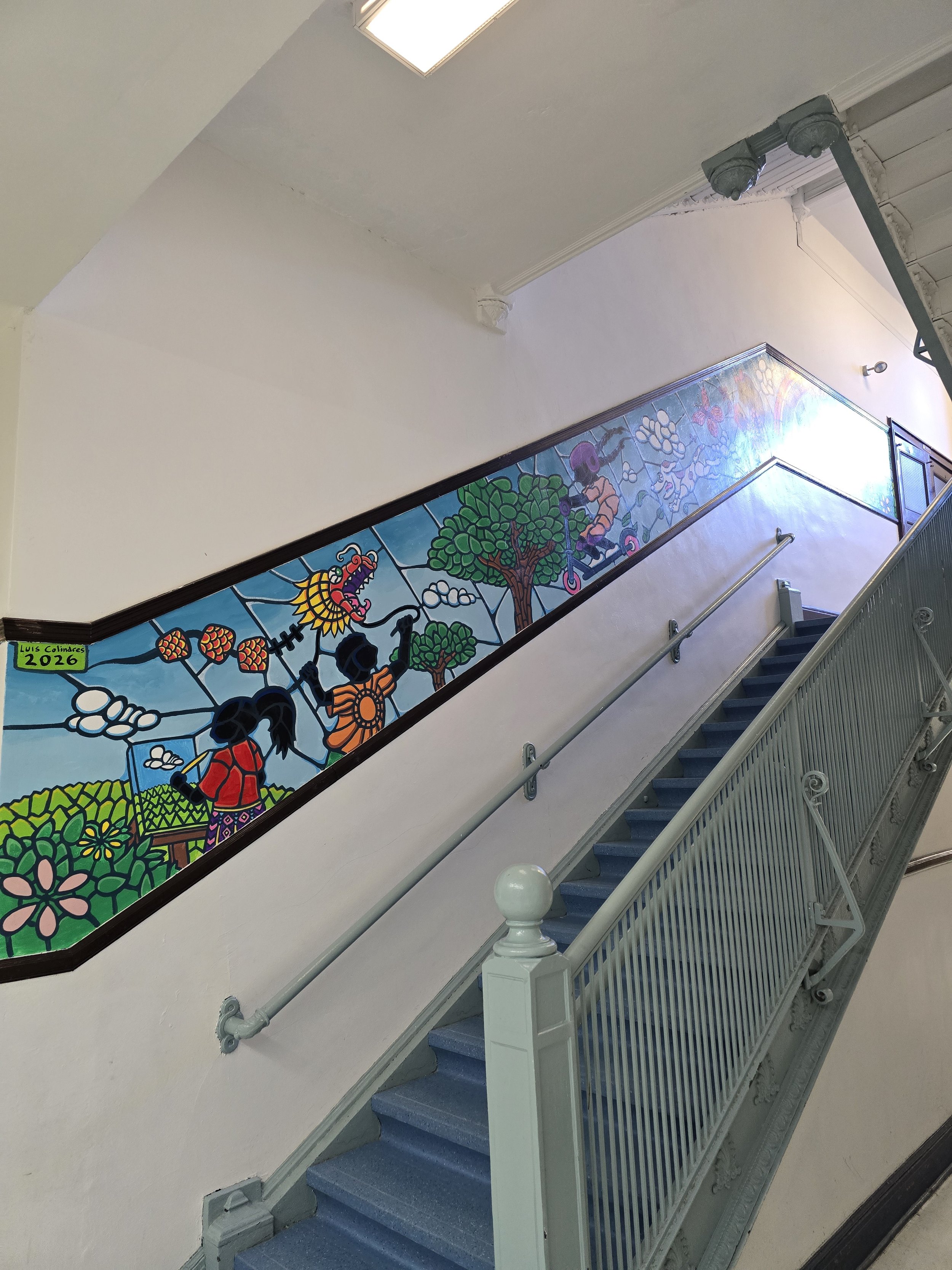 George B. Swift Specialty School Mural Right Staircase
