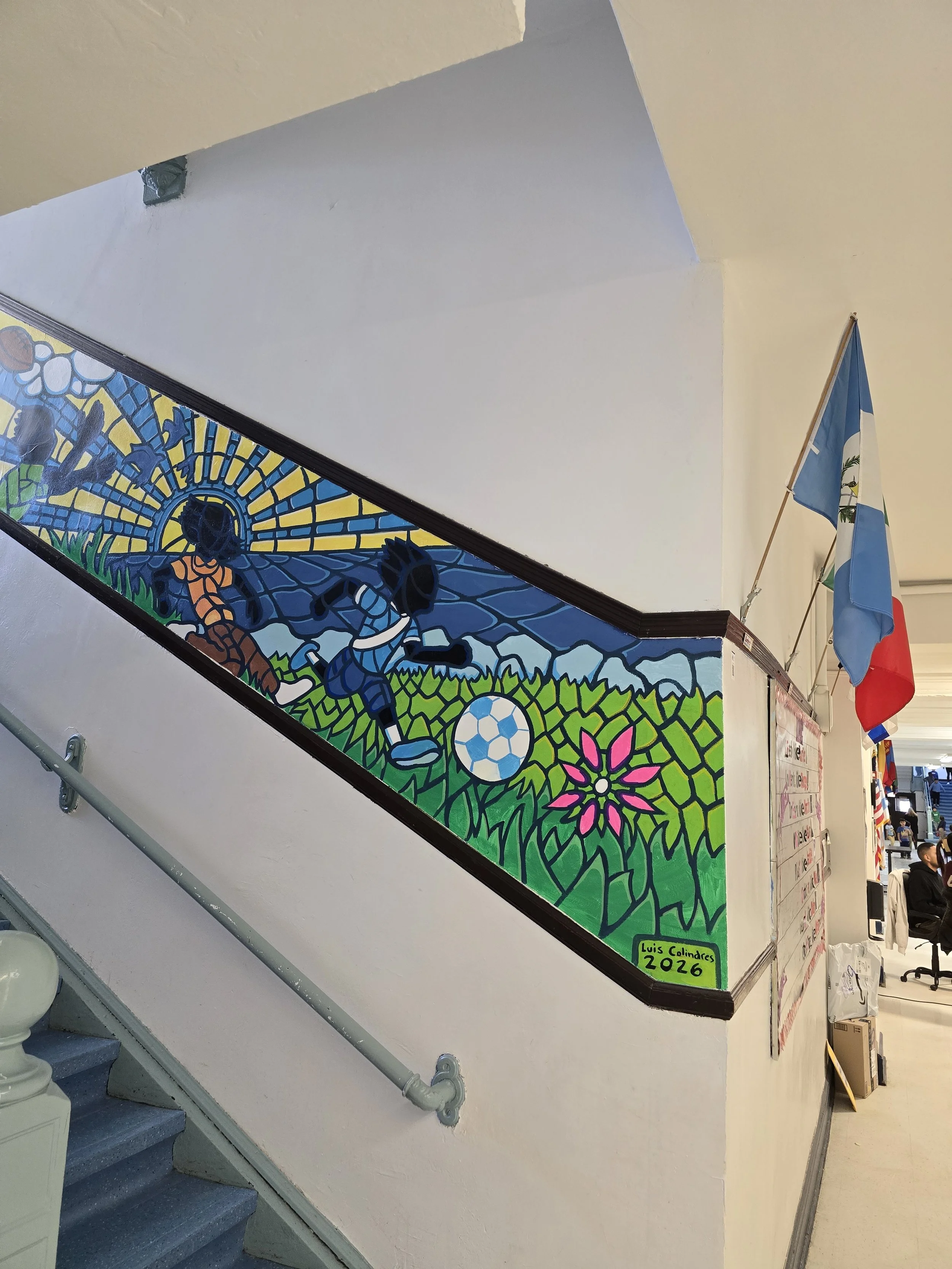 George B. Swift Specialty School Mural Left Staircase